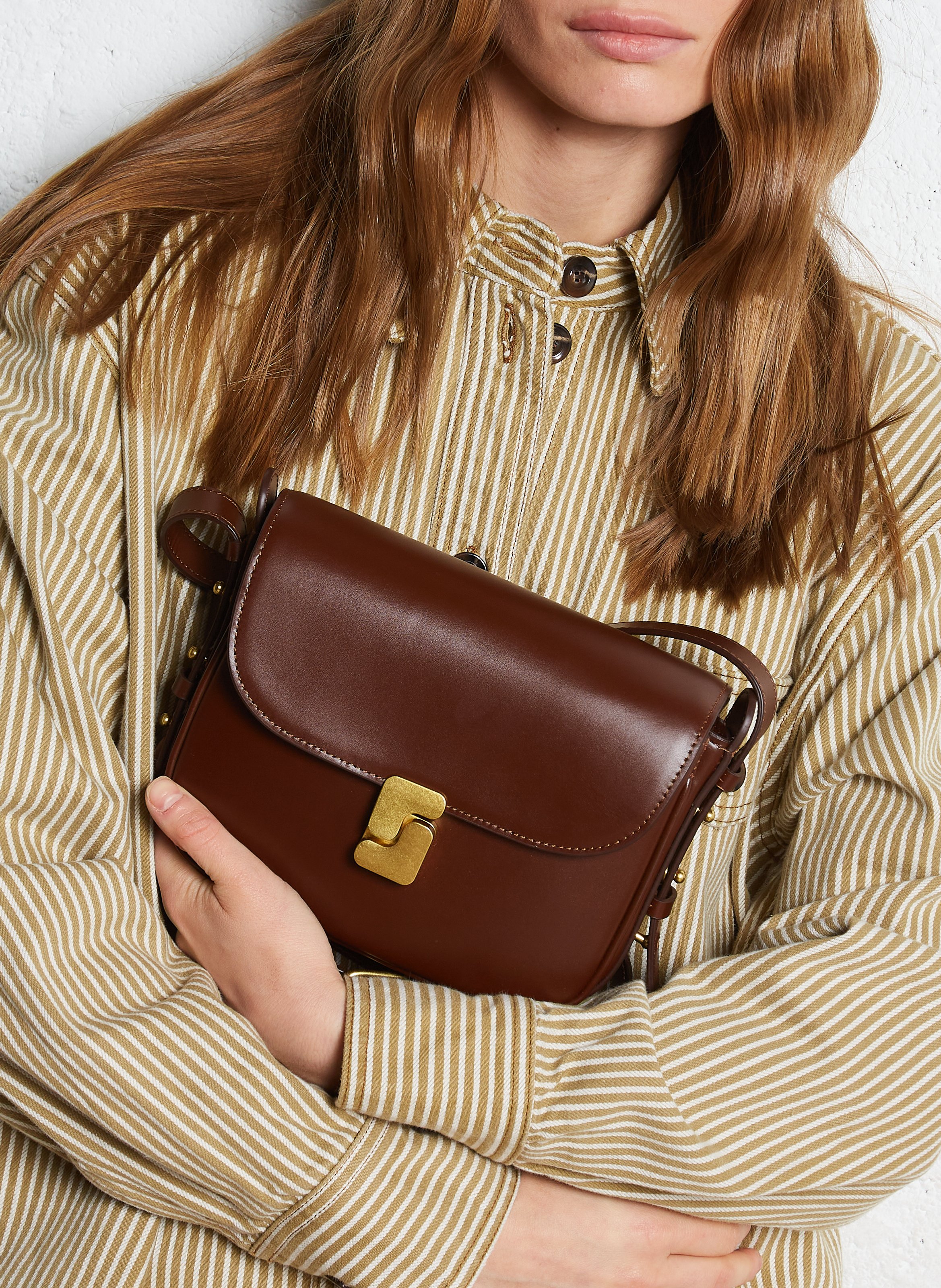 Sac bandoulière en cuir Bellissima mini SOEUR Marron