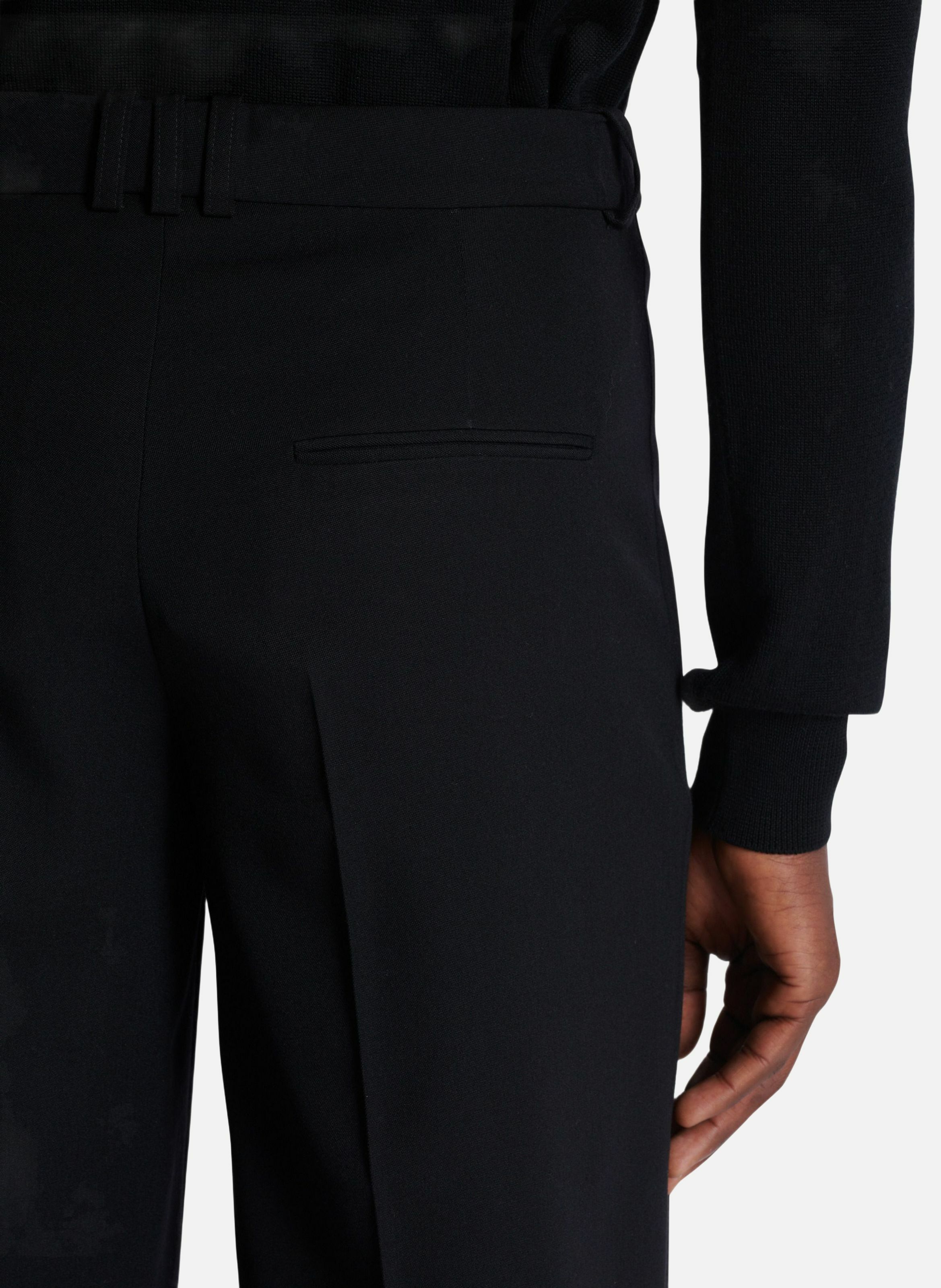 Pantalon à plis en grain de poudre BALMAIN Noir