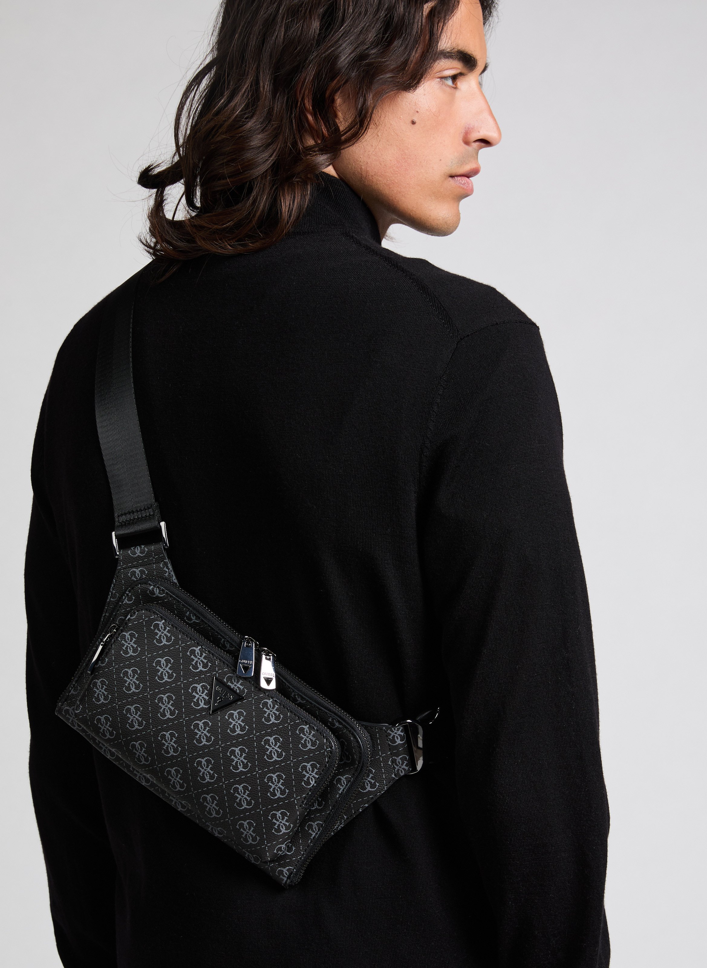 Monogram Print Bum Bag GUESS Black