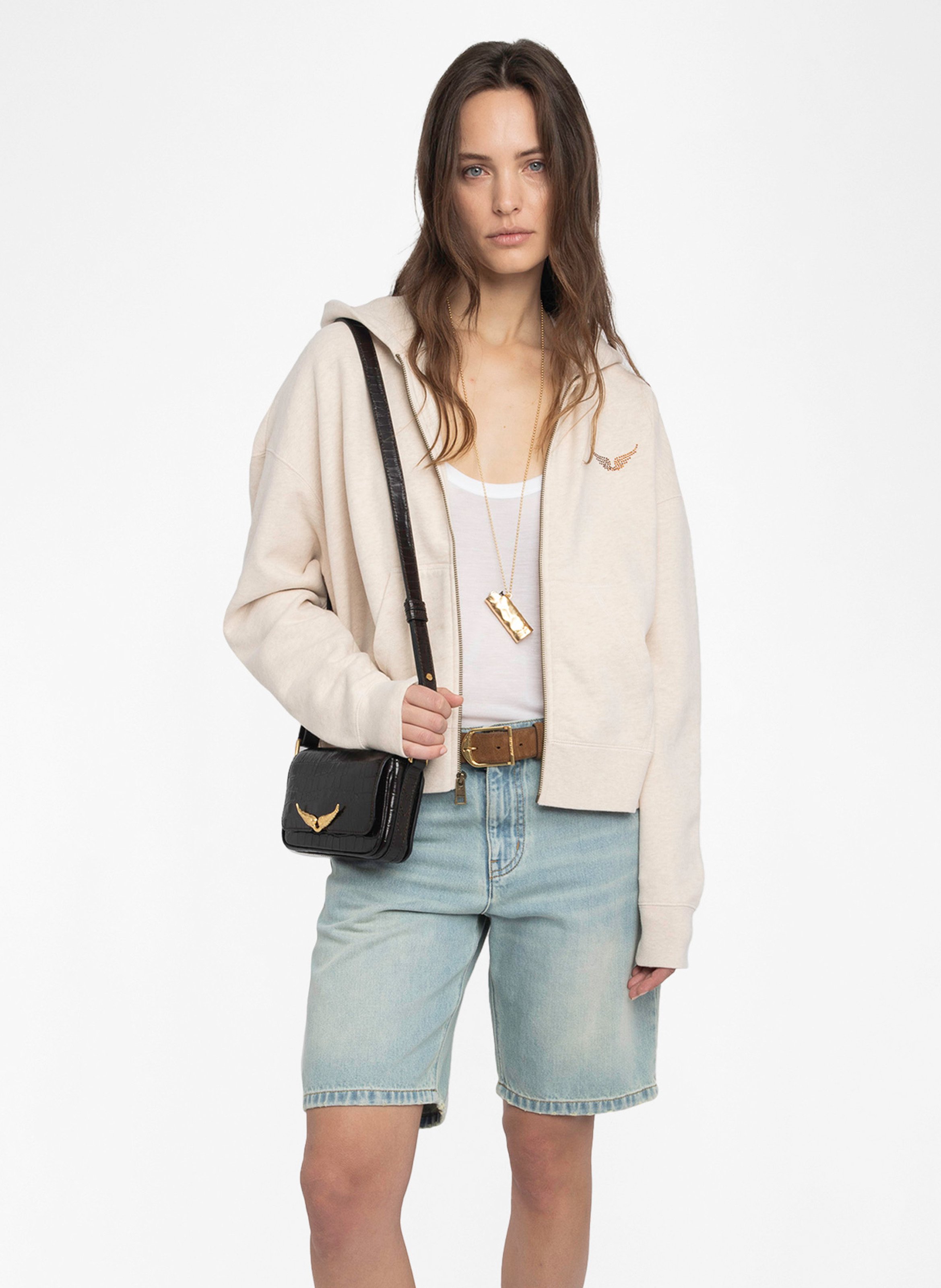 ZADIG&VOLTAIRE Sweat zippé à capuche à strass mia Marron