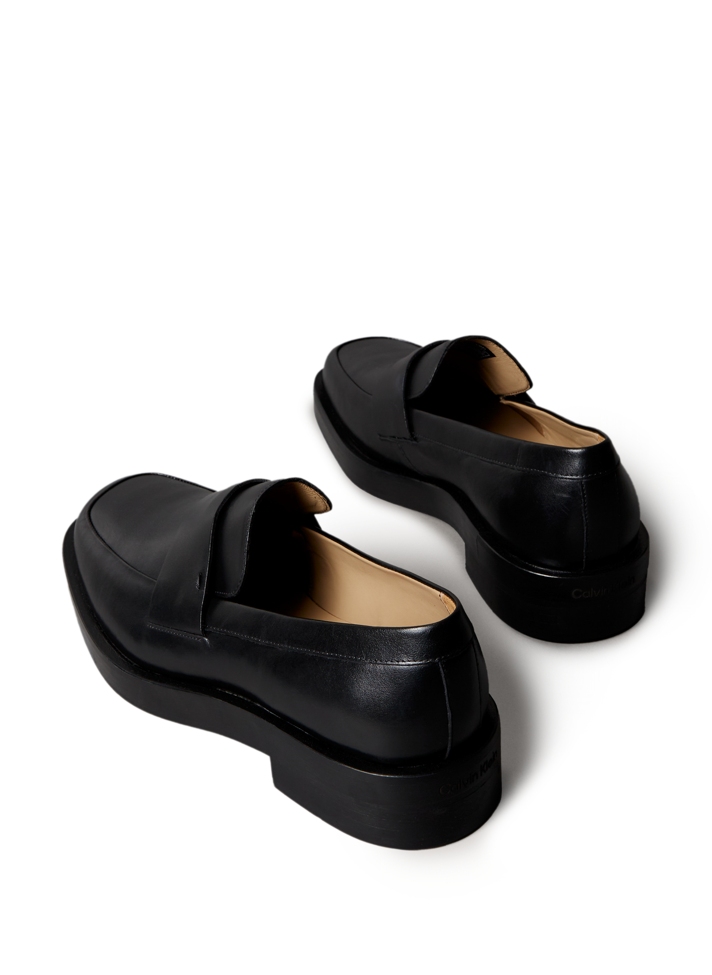 Smooth cow leather moccasins CALVIN KLEIN Black
