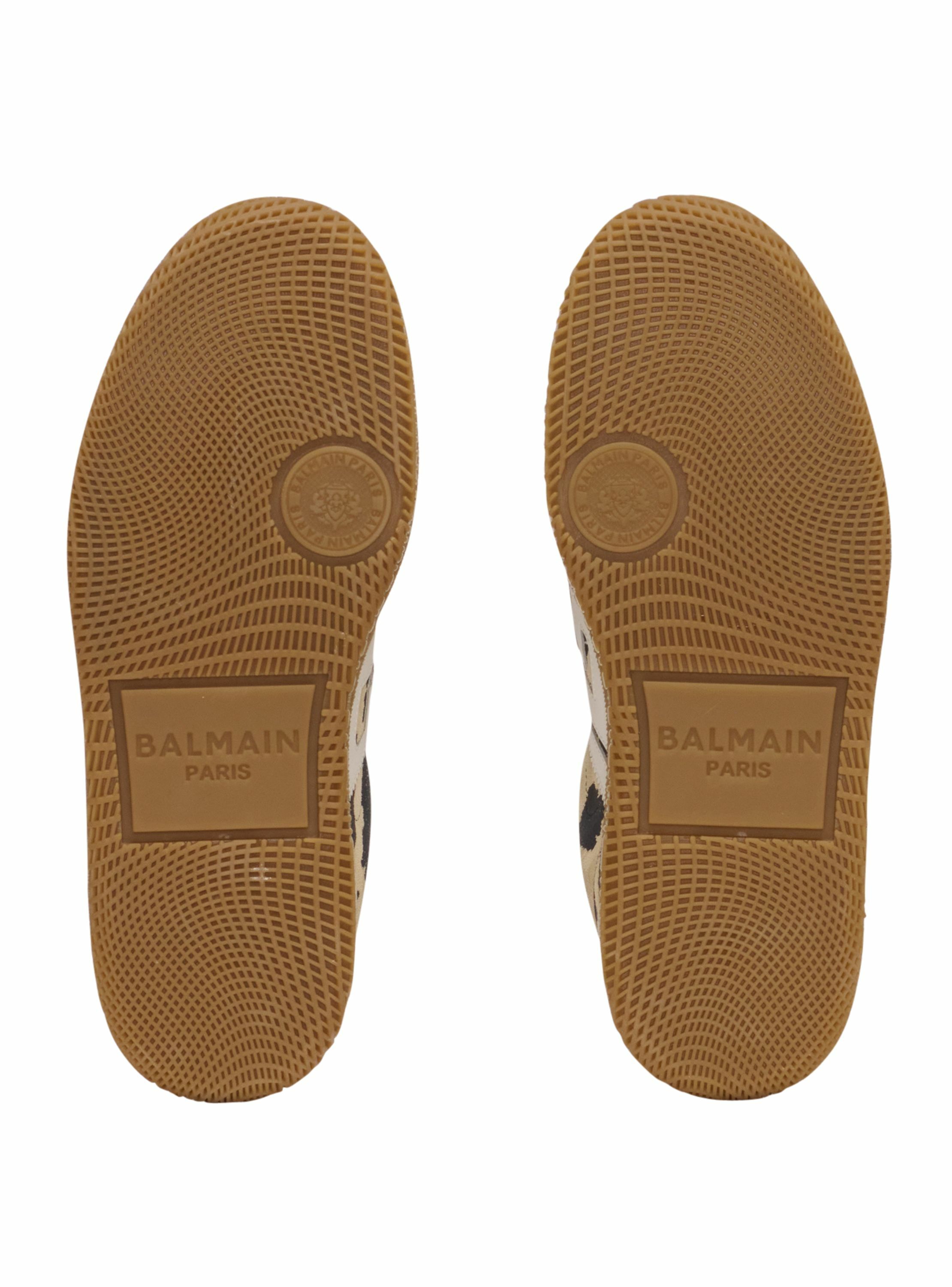 Baskets balmain swan en cuir suédé imprimé léopard BALMAIN Marron