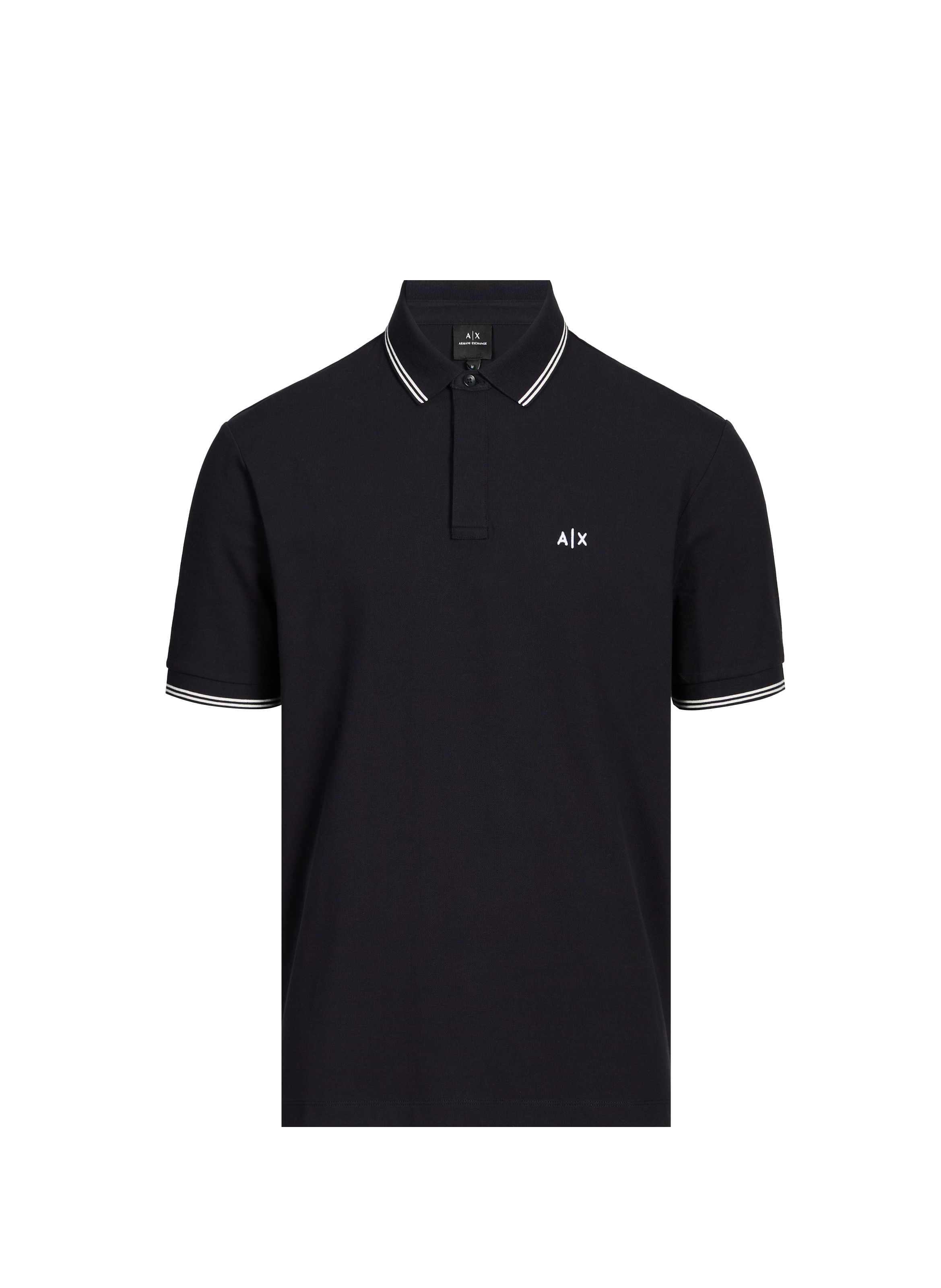 Short-sleeved polo in blended cotton Blue