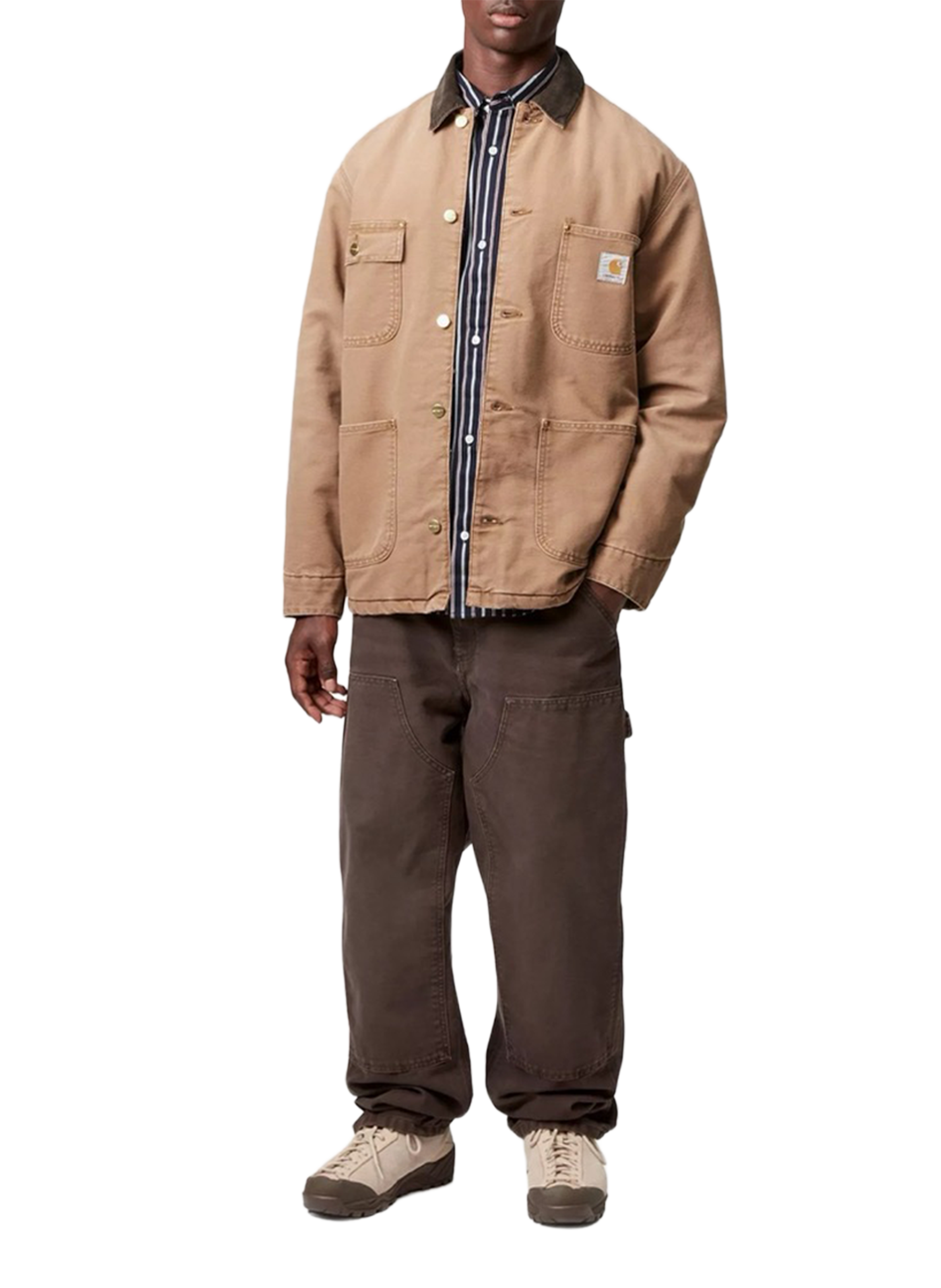 Veste ample à col contrasté en denim de coton CARHARTT WIP Beige