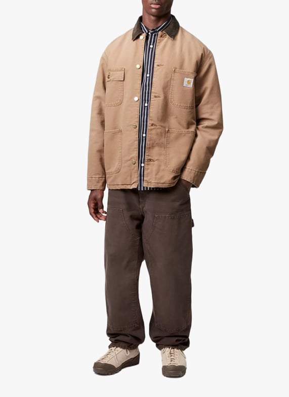 Veste ample à col contrasté en denim de coton | Beige by CARHARTT WIP Veste ample à col contrasté en denim de coton Beige