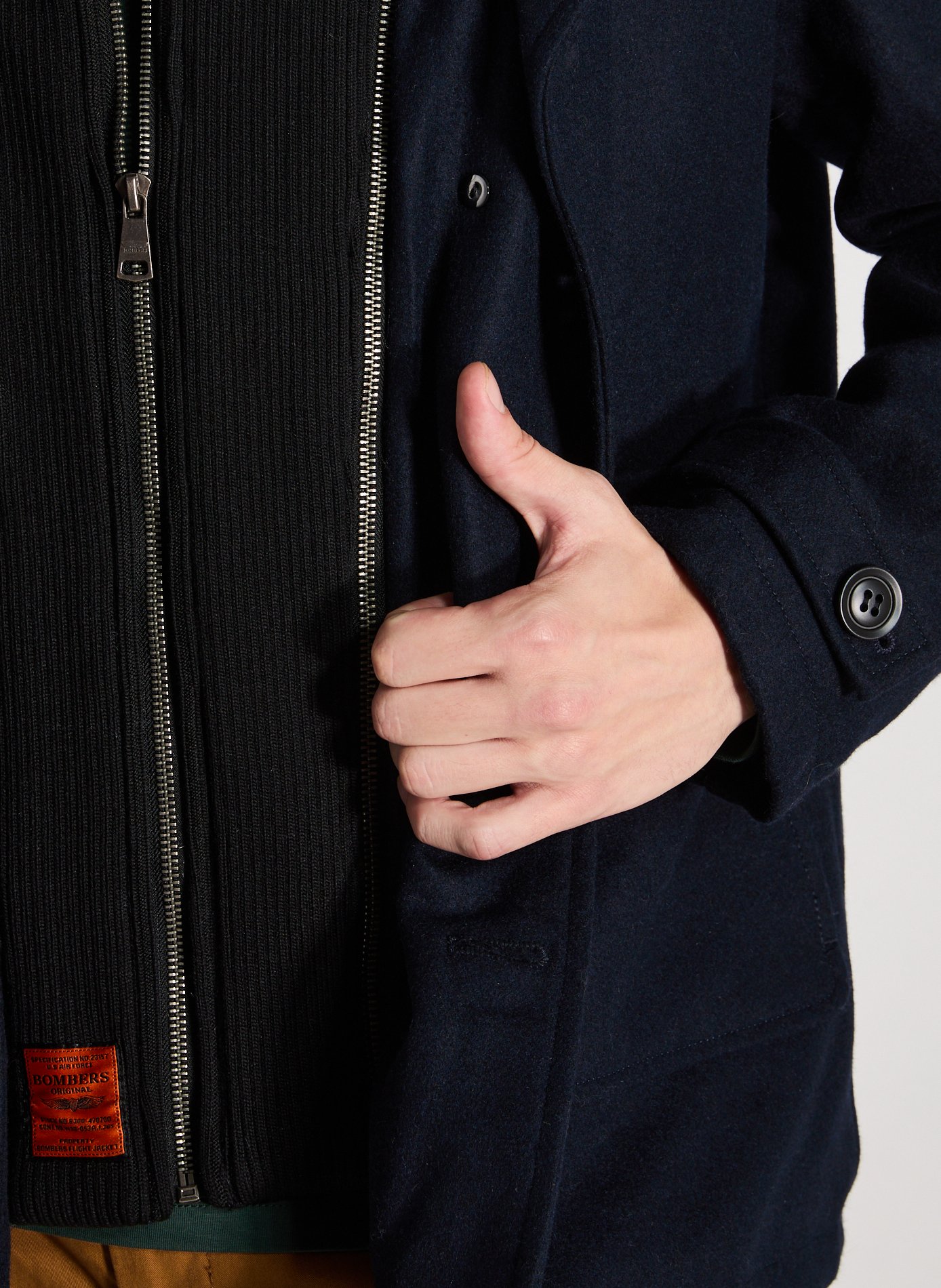 Caban Taylor en laine mélangée BOMBERS ORIGINAL Bleu