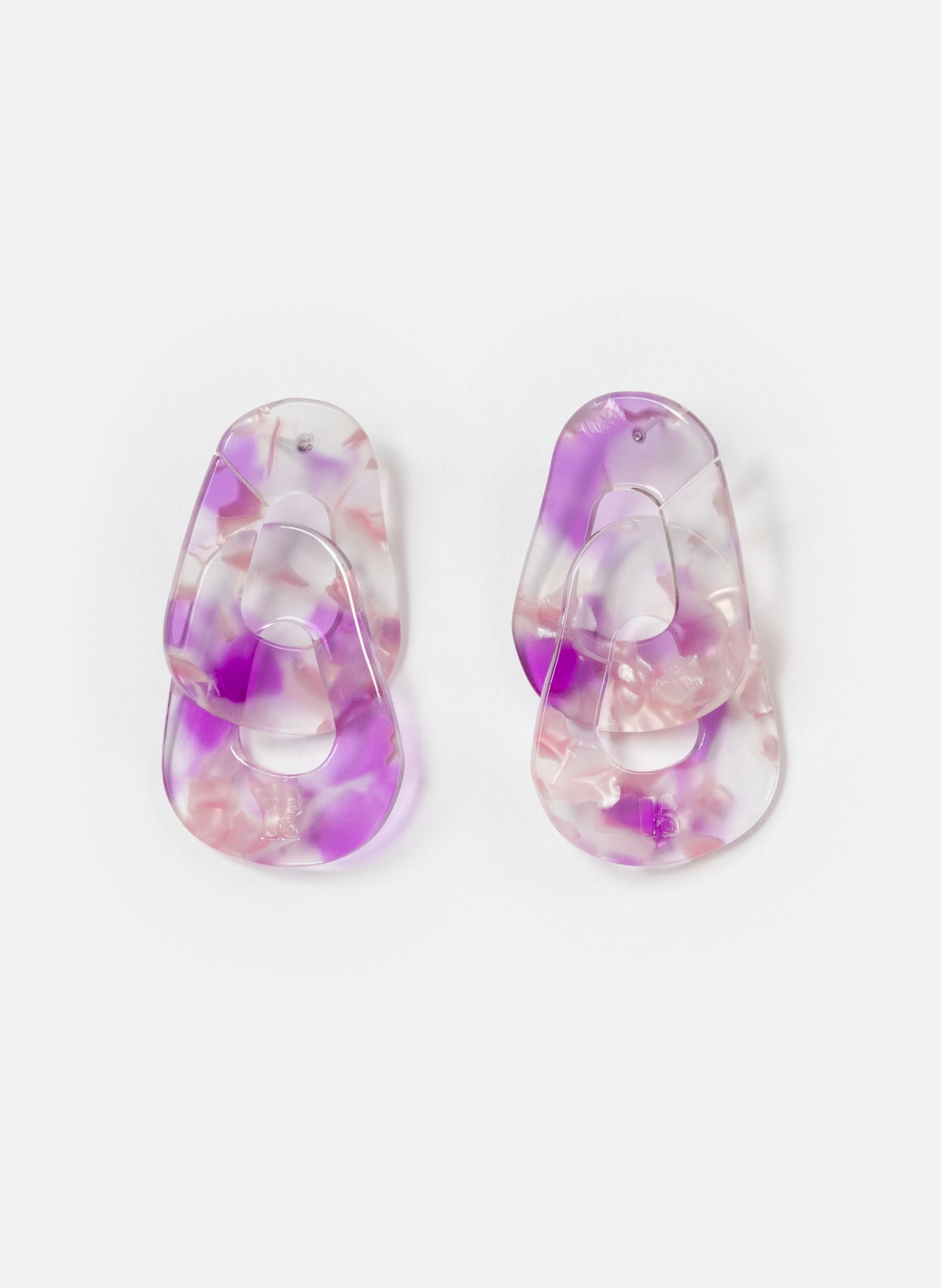 Boucles d'oreilles maillons en acétate de cellulose  Pink