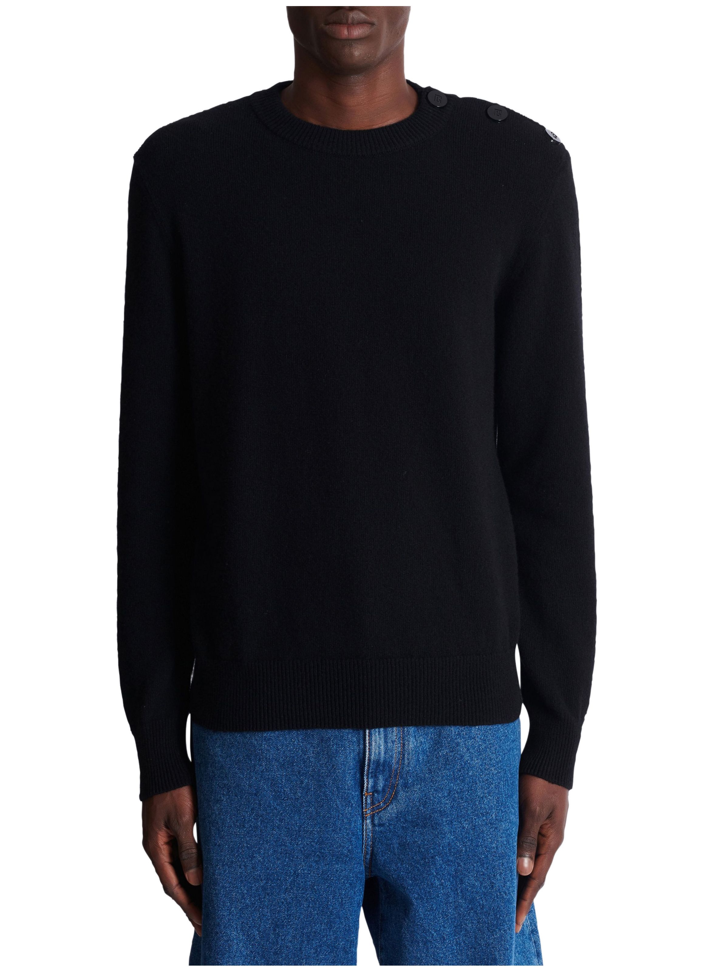 Pull fin en éco-cachemire BALMAIN Noir