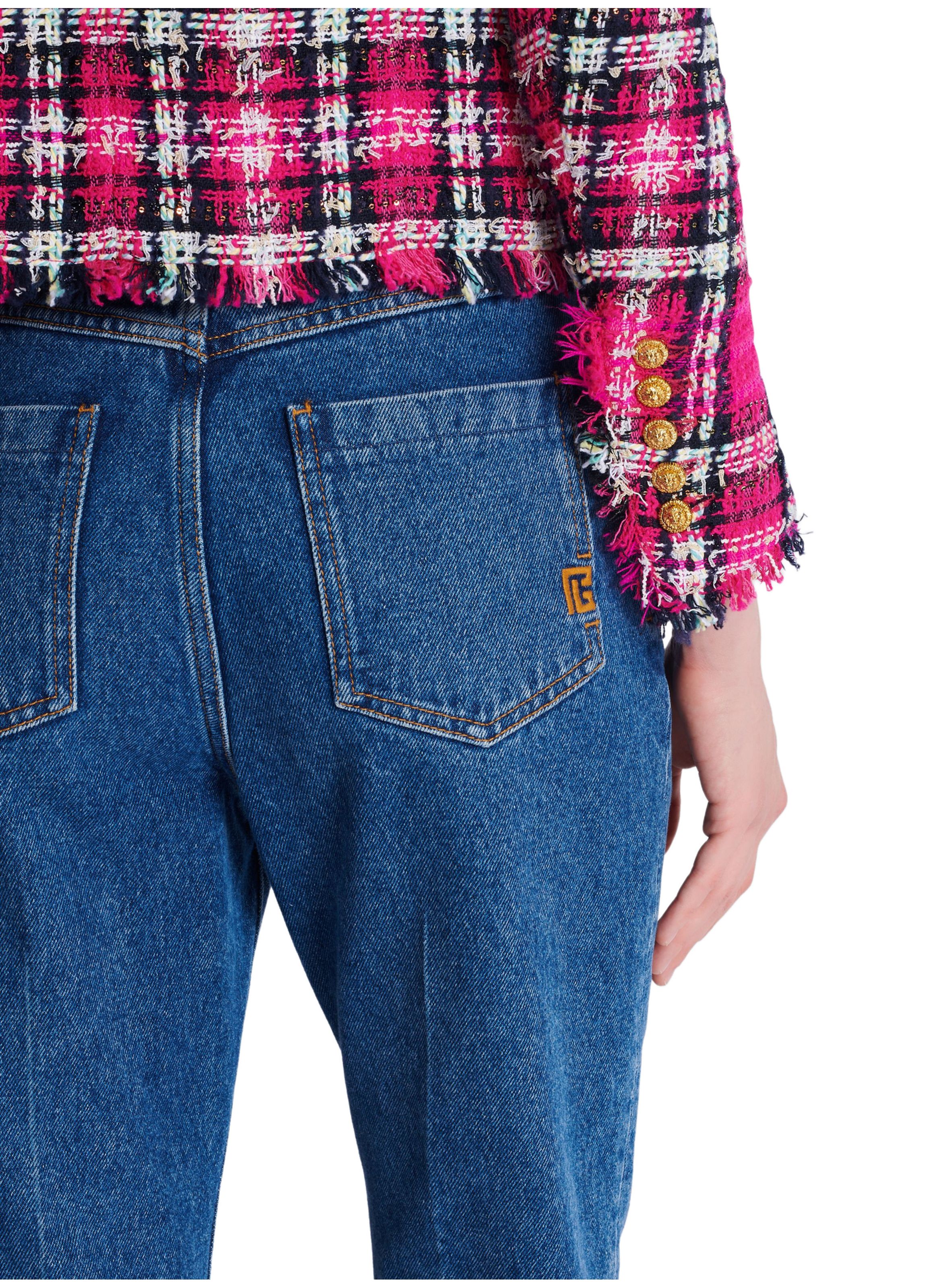 Spencer en tweed tartan à paillettes BALMAIN Rose