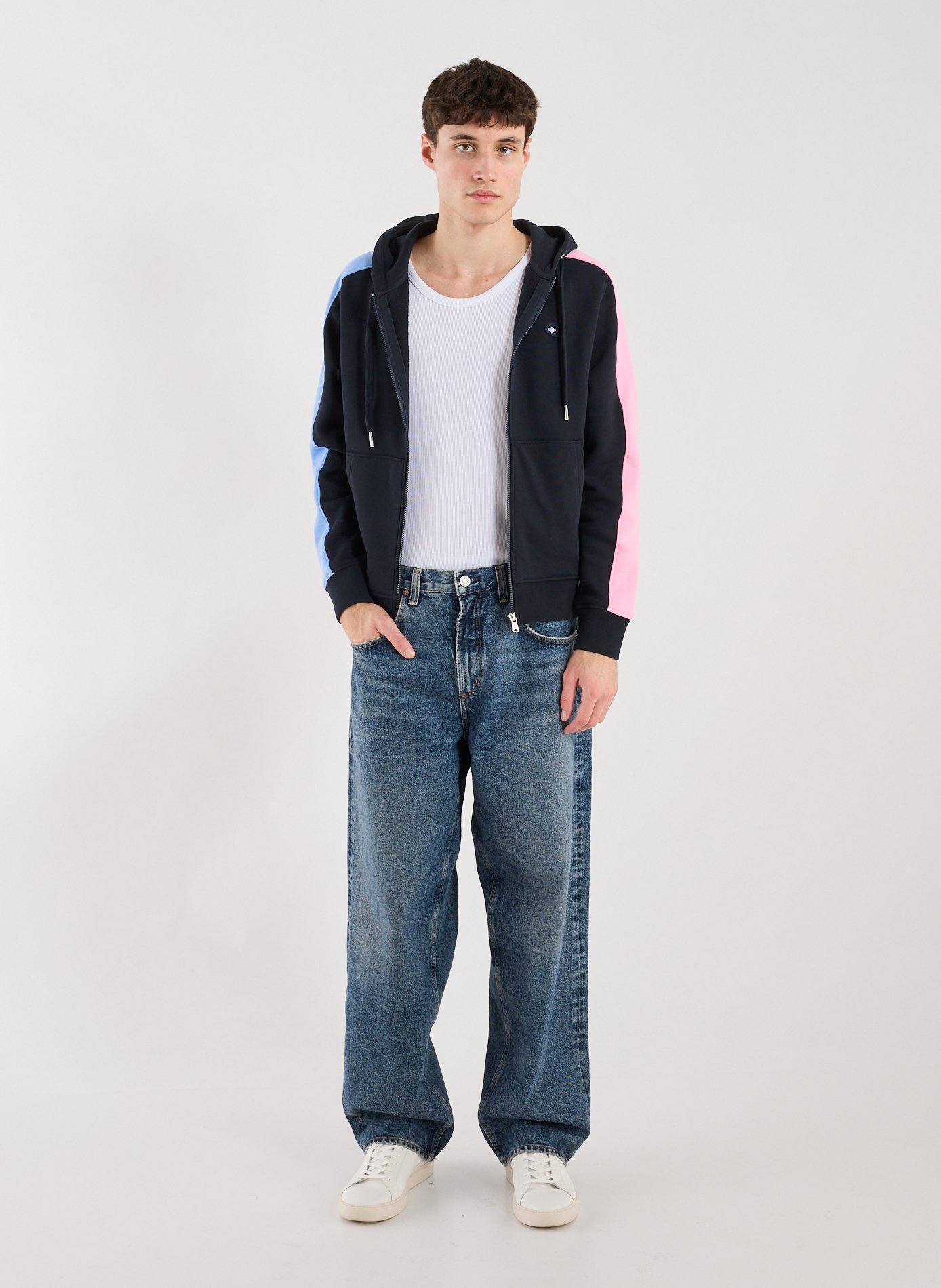 Zip-up hooded cotton sweatshirt EDEN PARK Pink