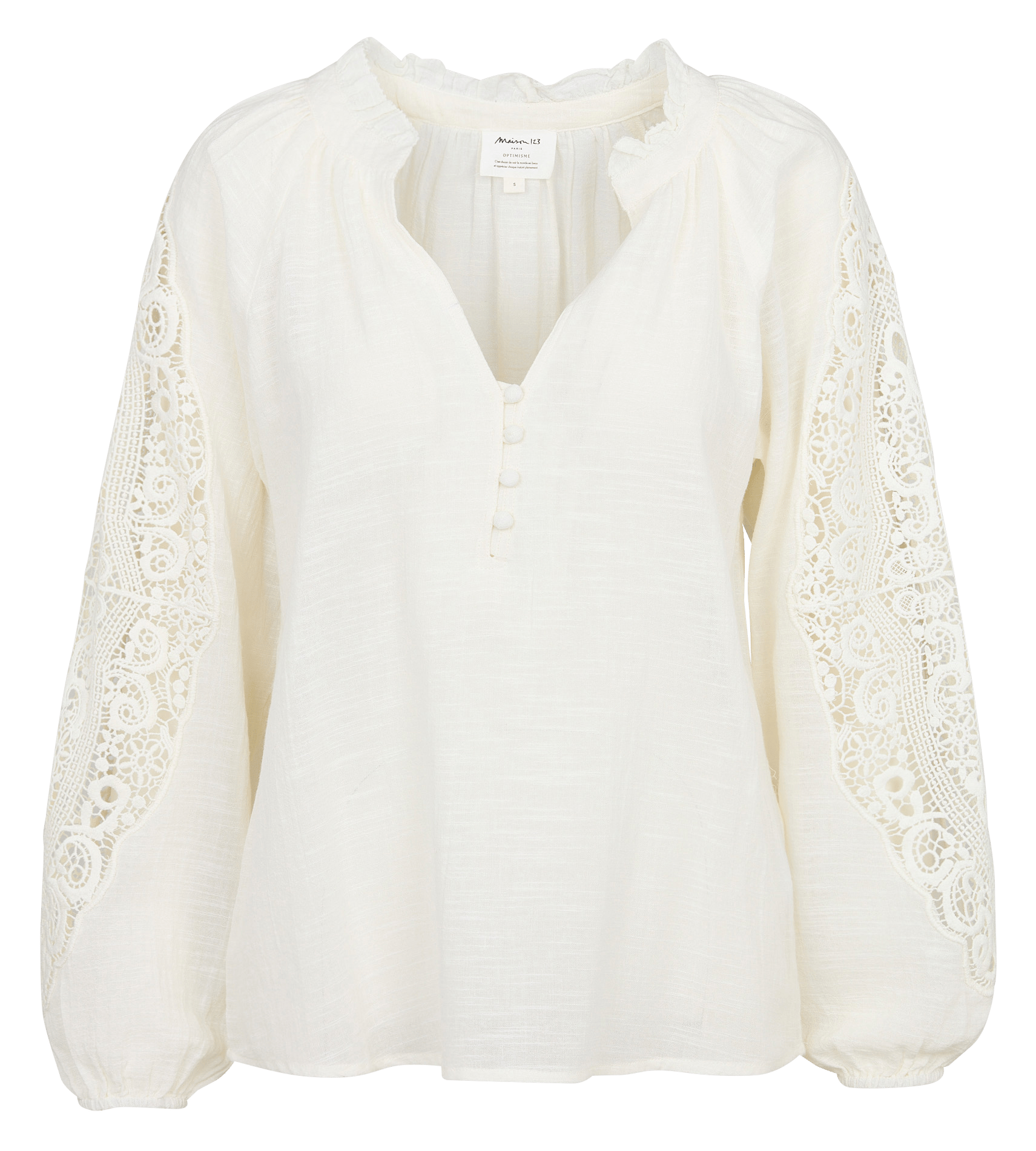 Blouse col v en coton simone MAISON 123 Beige