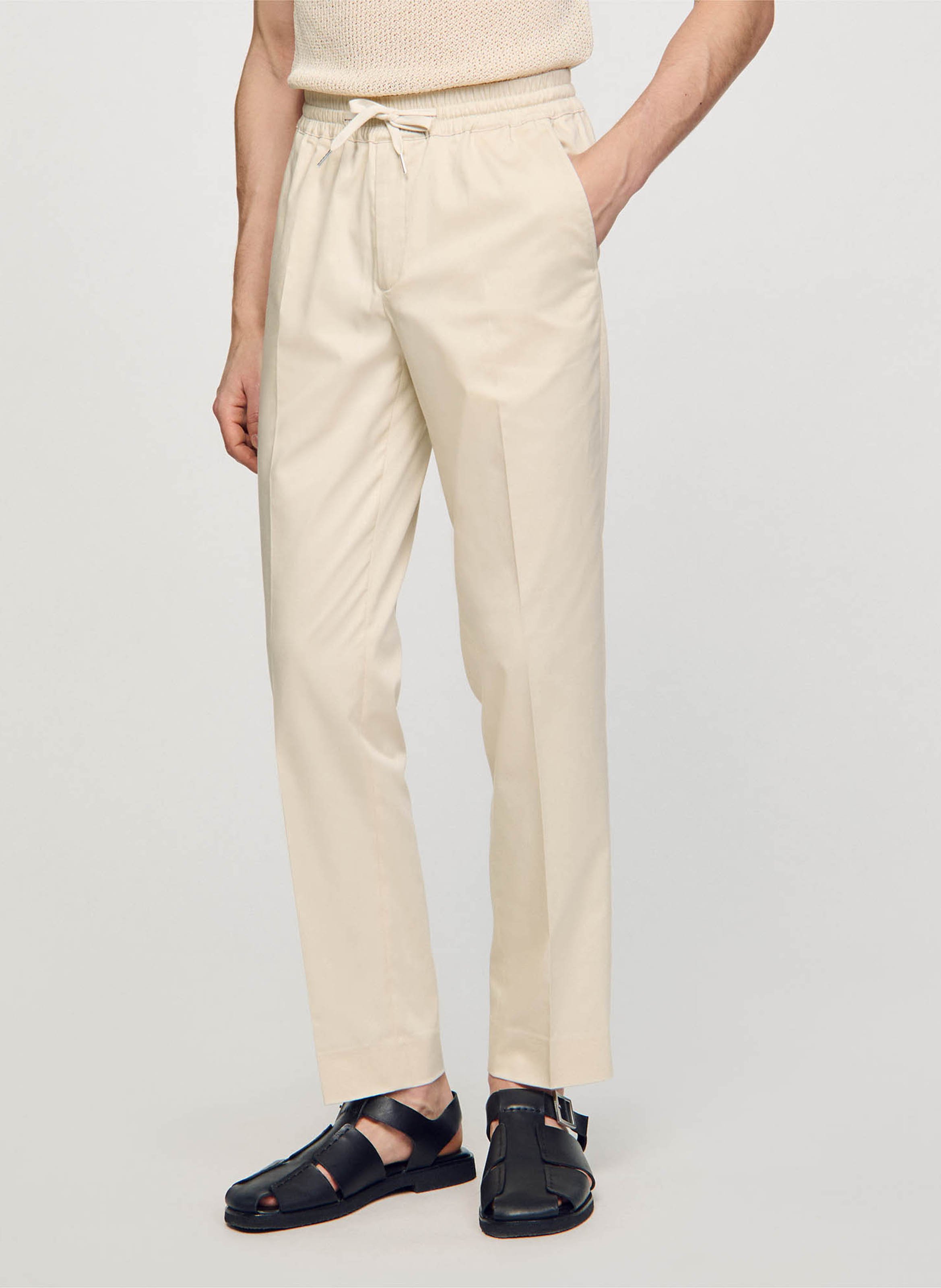 Pantalon chino avec cordon en coton mélangé SANDRO Beige