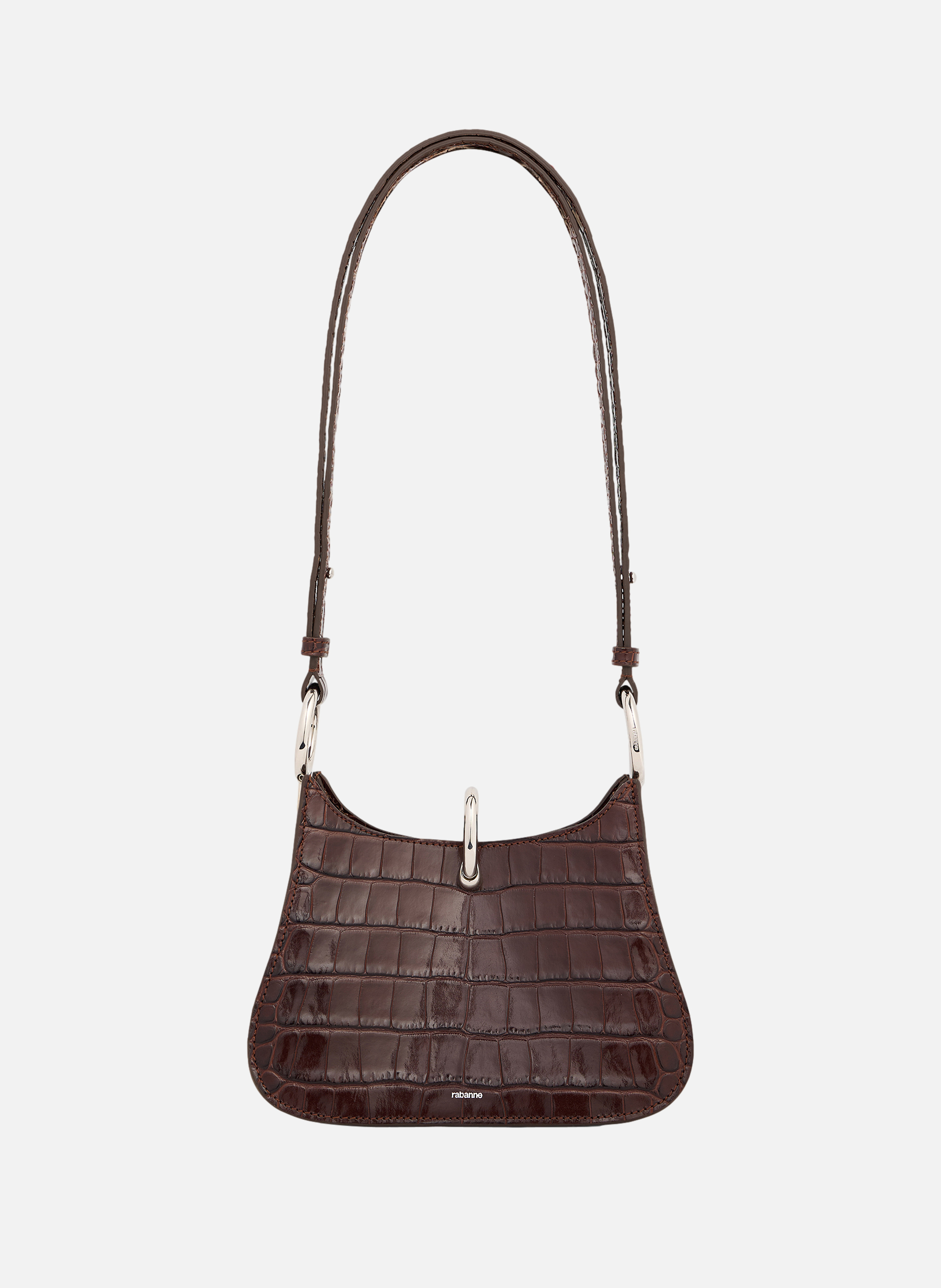 Petit sac ring en cuir RABANNE Marron
