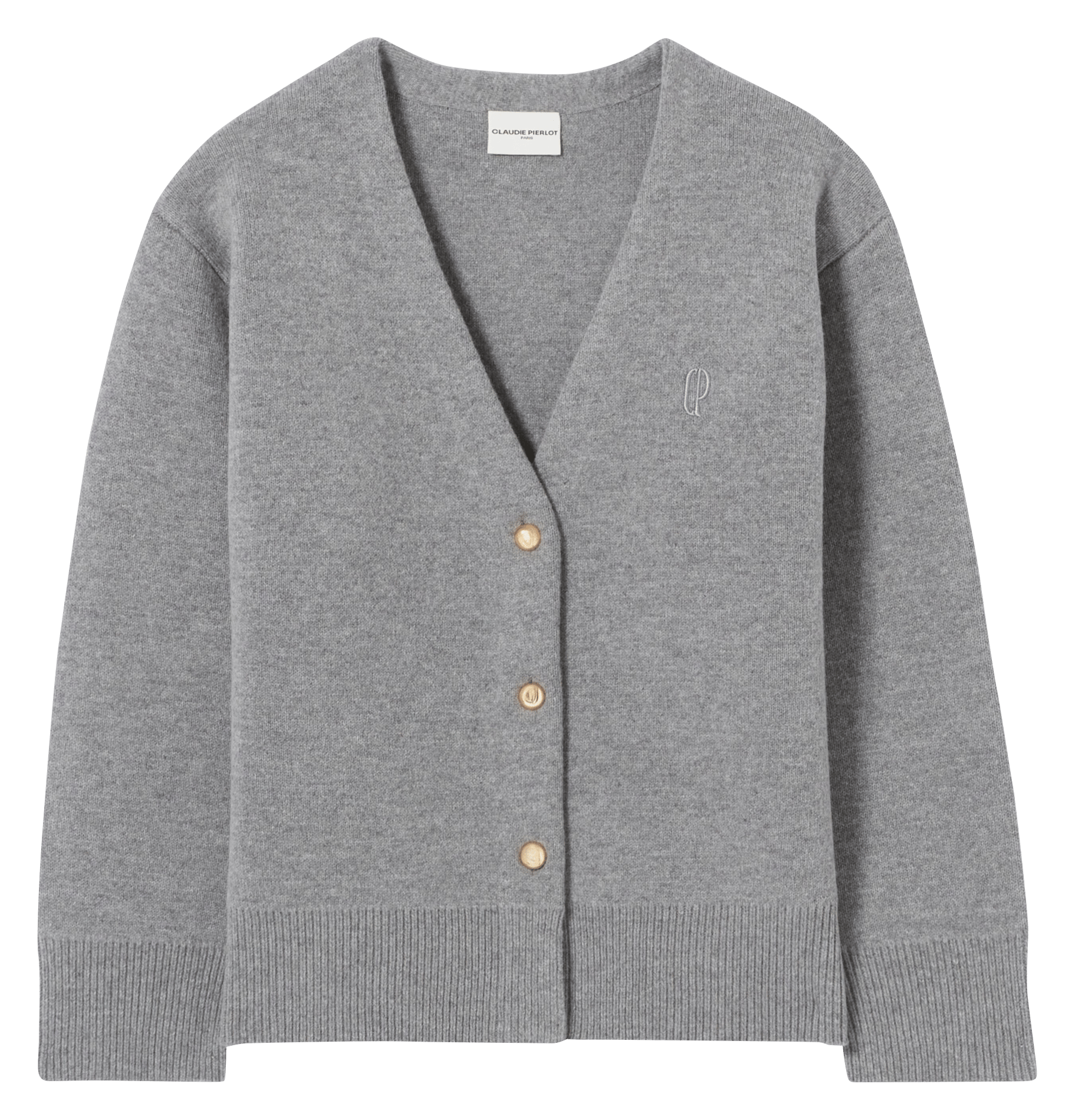 Gilet col v en laine mélangée CLAUDIE PIERLOT Gris
