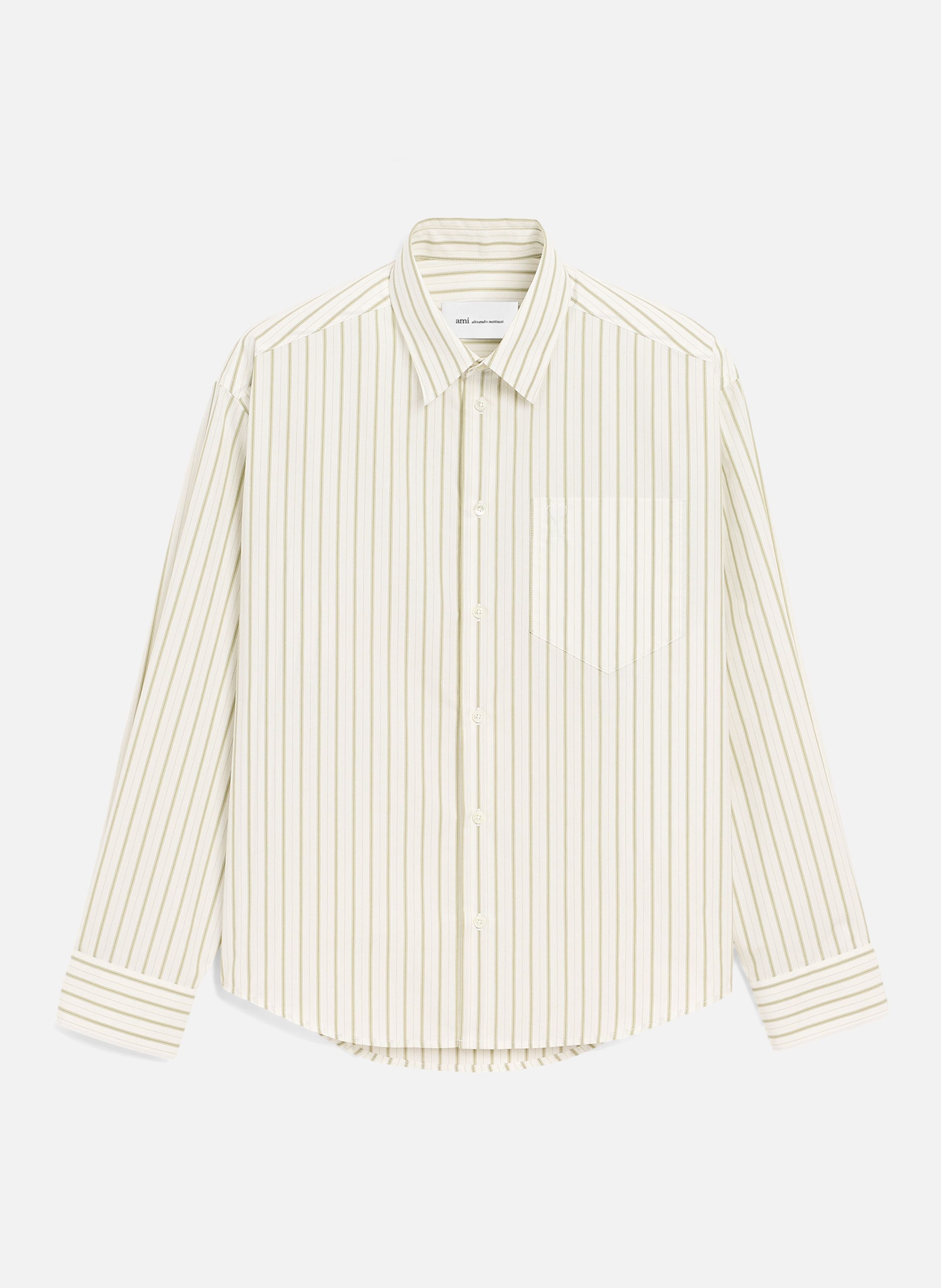 Chemise boxy manches longues ami de coeur unisexe en coton AMI PARIS Blanc