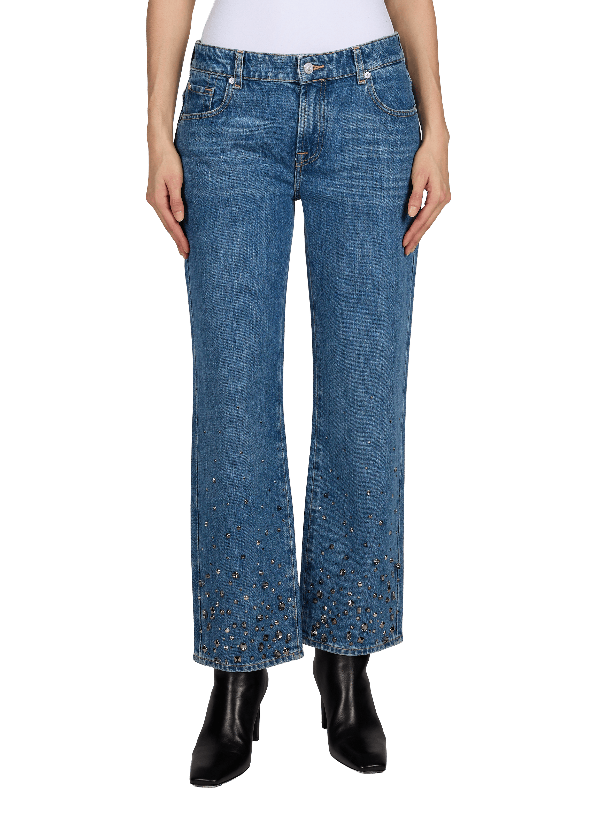 Jeans droit Calie en coton  7 FOR ALL MANKIND Bleu
