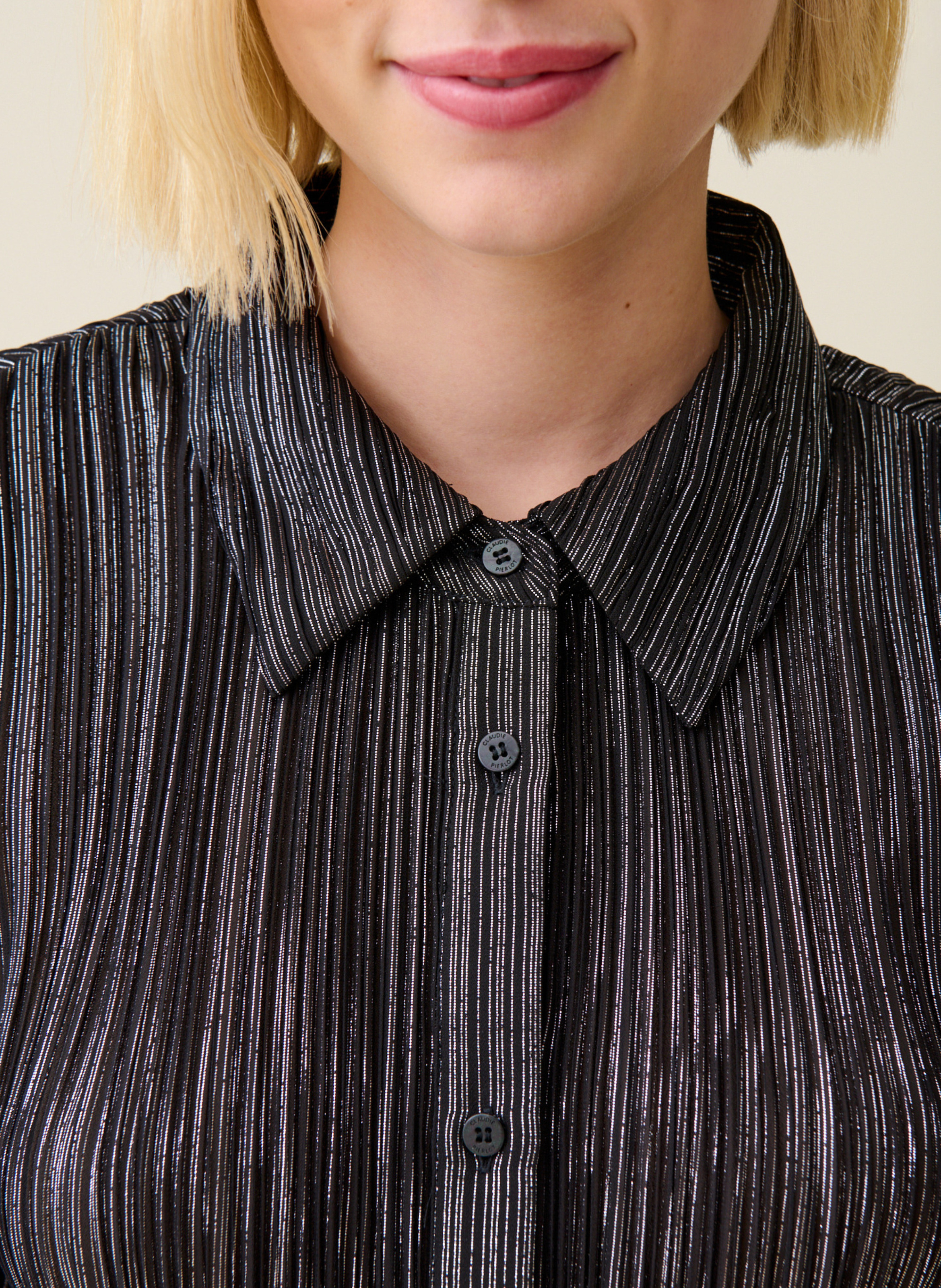 Chemise col classique plissée CLAUDIE PIERLOT Noir