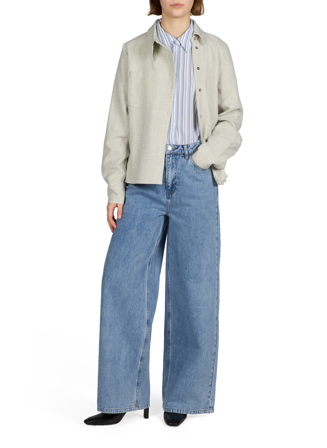 Chemise à rayures avec noeud OBJECT Blanc