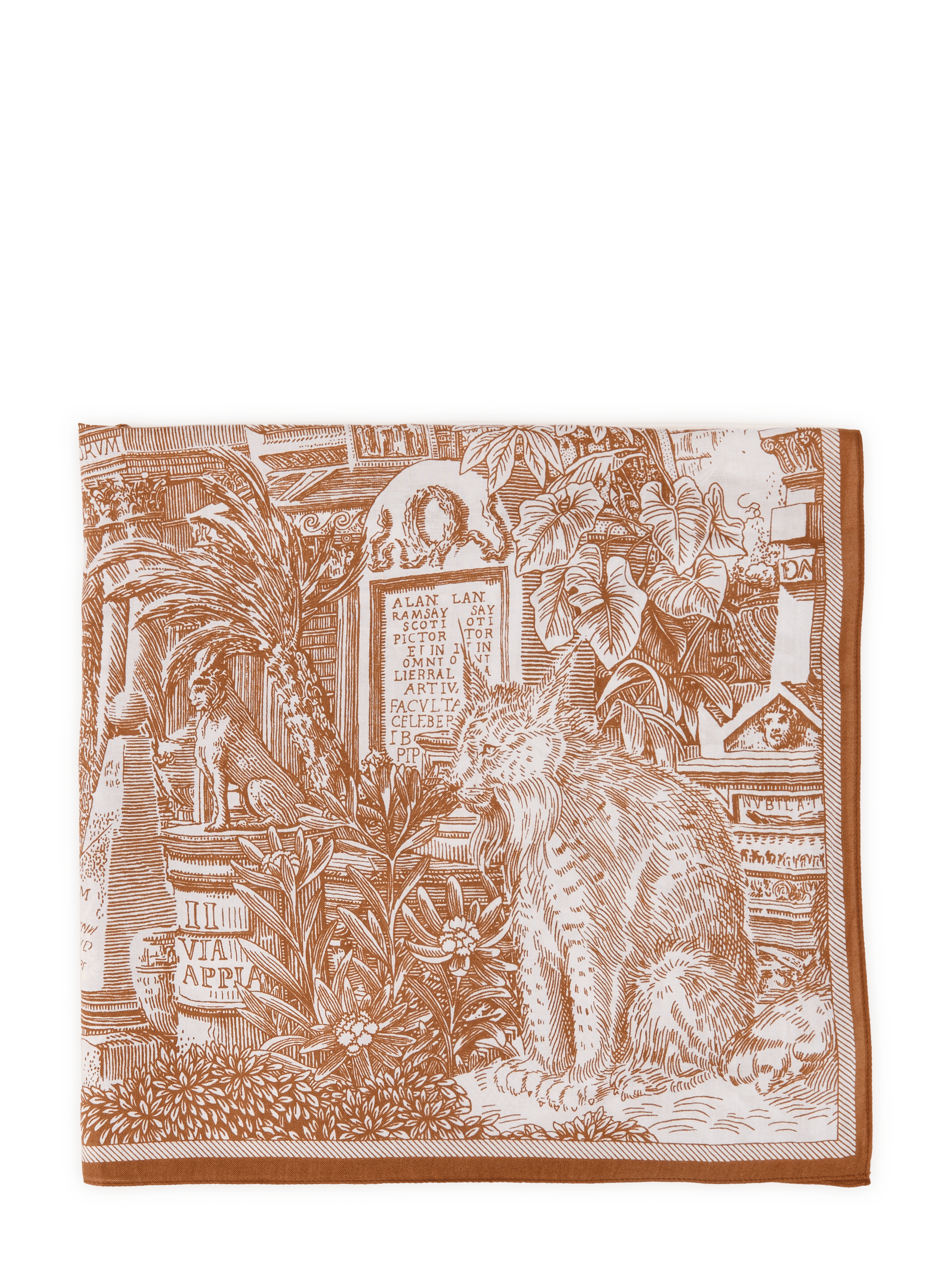 Foulard imprimé en coton et soie INOUITOOSH Beige