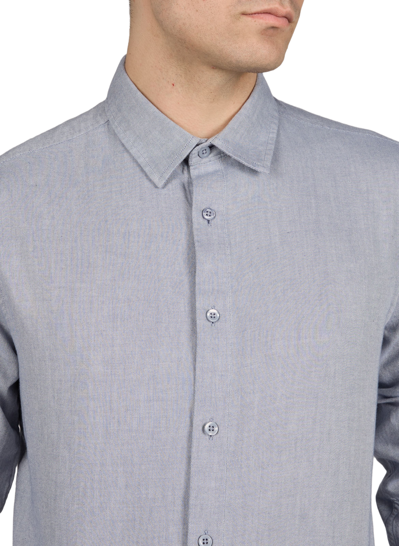 Chemise col classique en coton KNOWLEDGE COTTON Bleu
