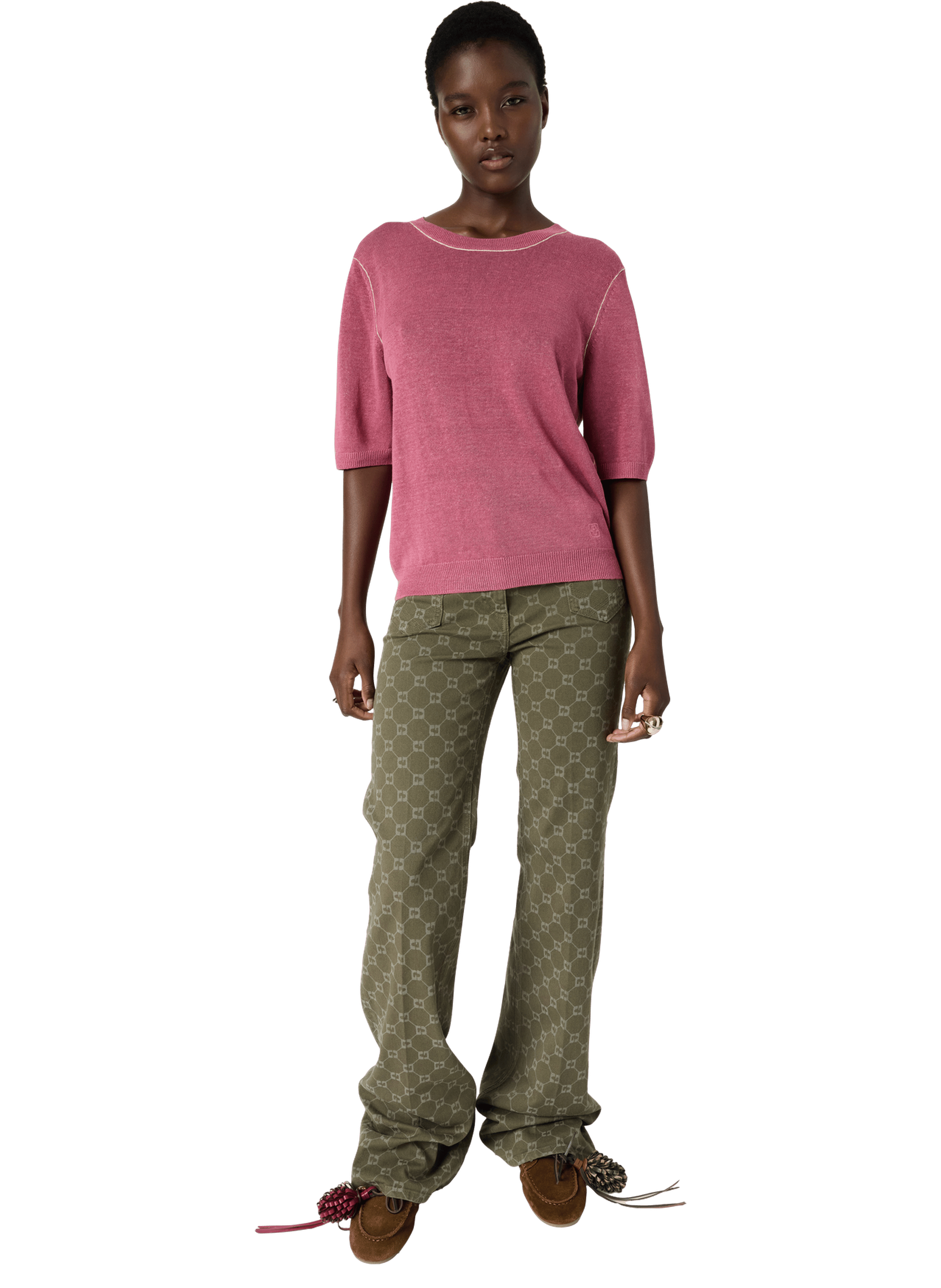 Pull à col rond en lin mélangé - loumia GERARD DAREL Rose