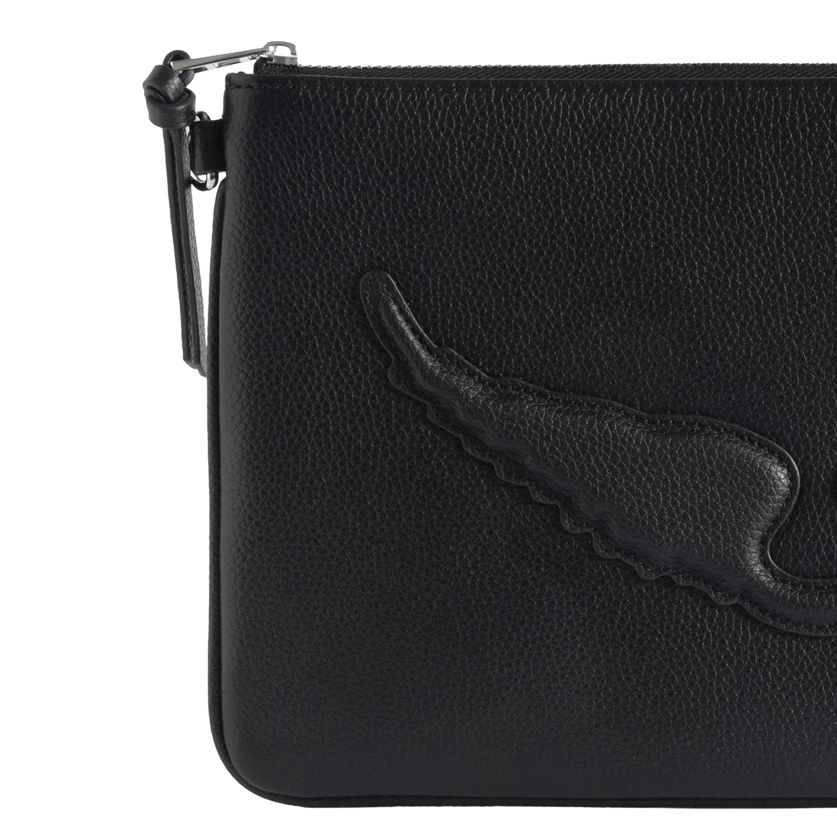 Pochette en cuir grainé avec signature ailes angel ZADIG&VOLTAIRE Noir