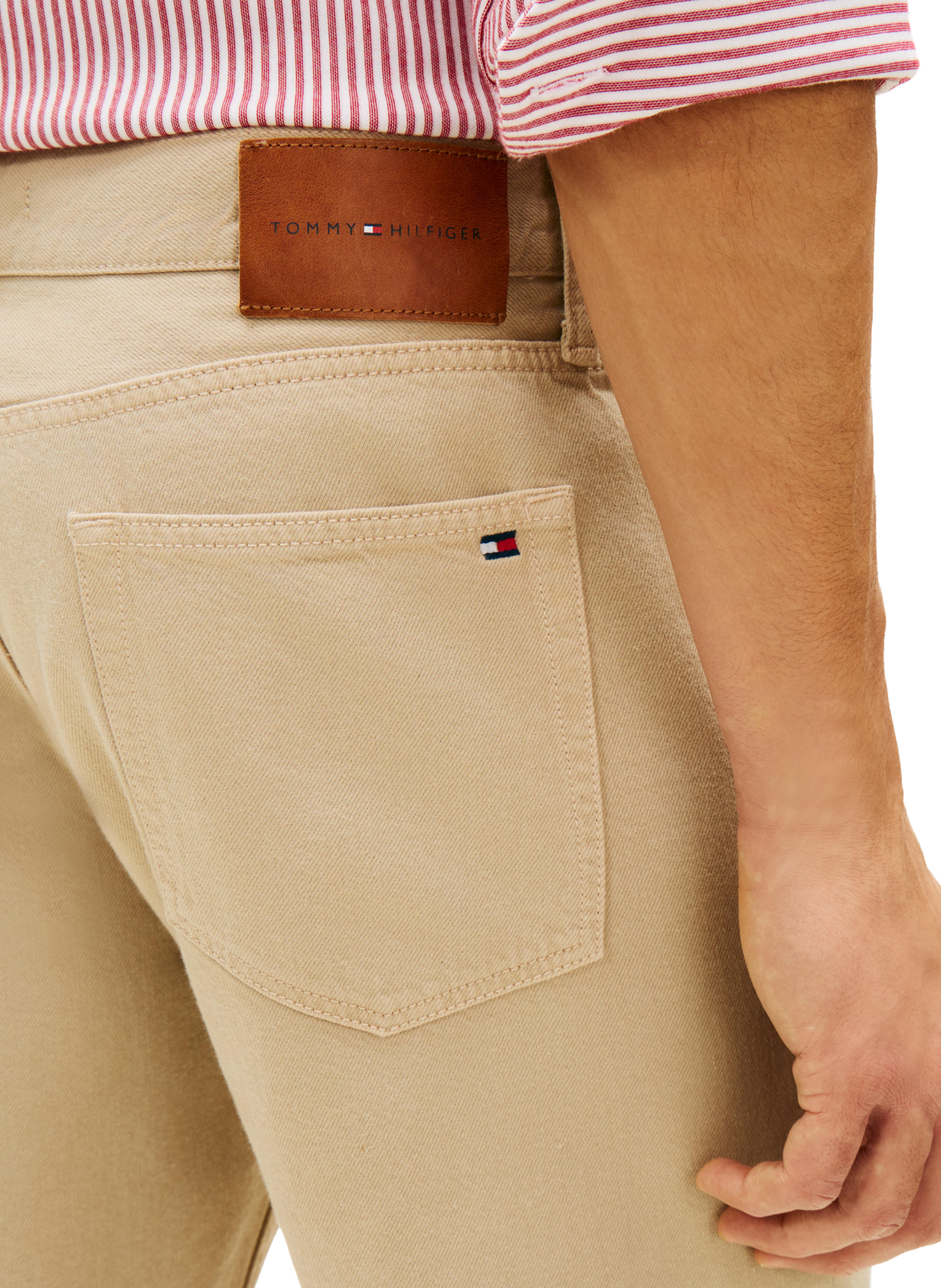 Pantalon droit en coton TOMMY HILFIGER Beige