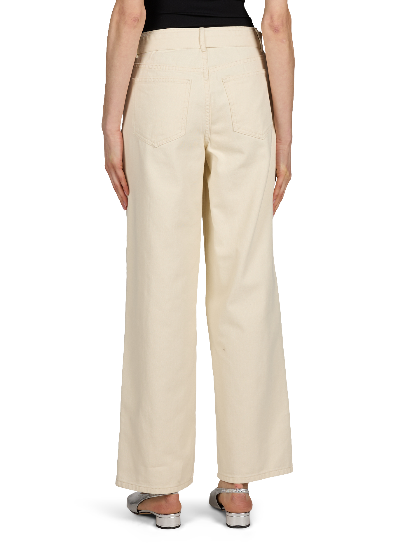 Straight leg jeans with cotton belt VILA Beige
