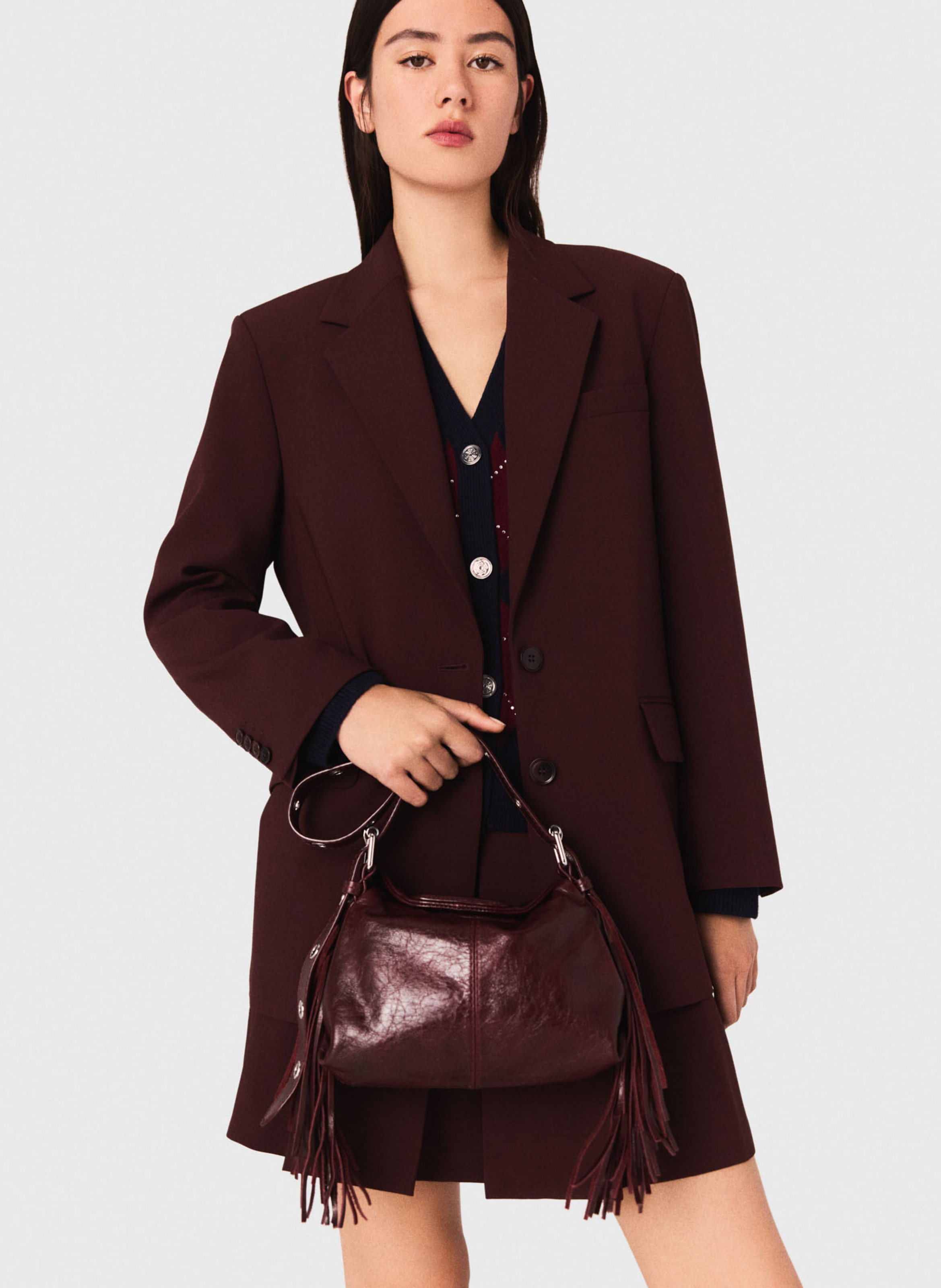 Veste col tailleur en laine mélangée MAJE Rouge