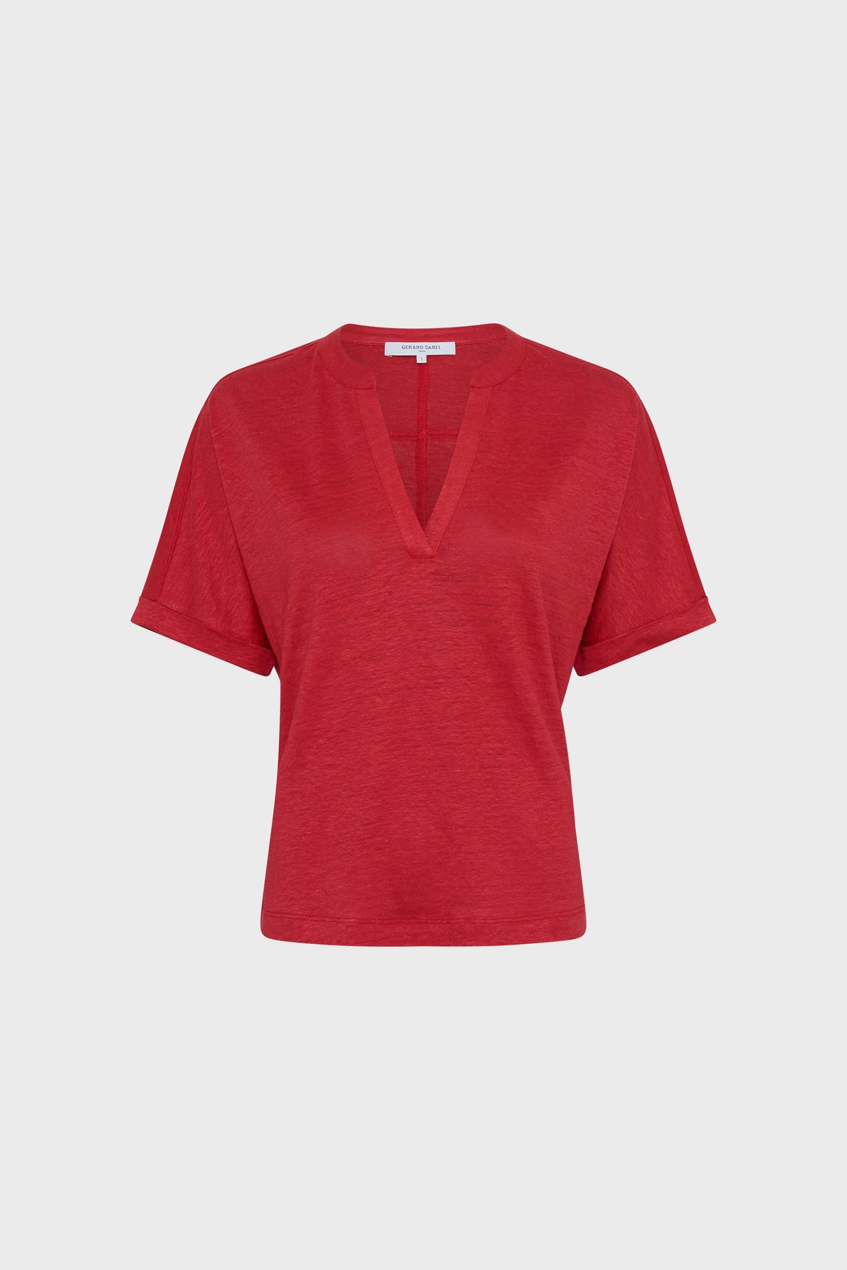 T-shirt col tunisien en lin - miora GERARD DAREL Rouge