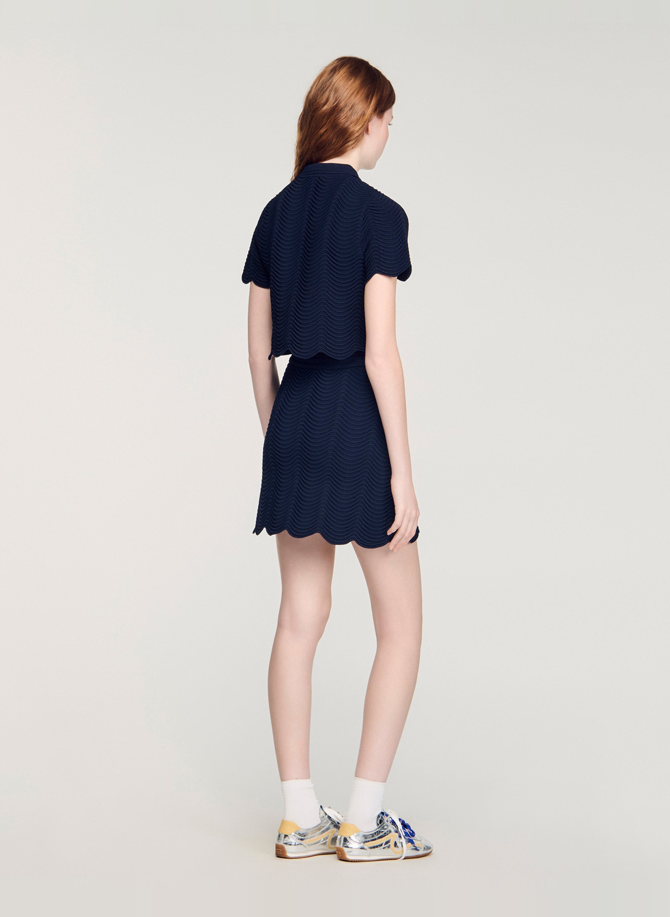 Pull droit en jacquard SANDRO Bleu