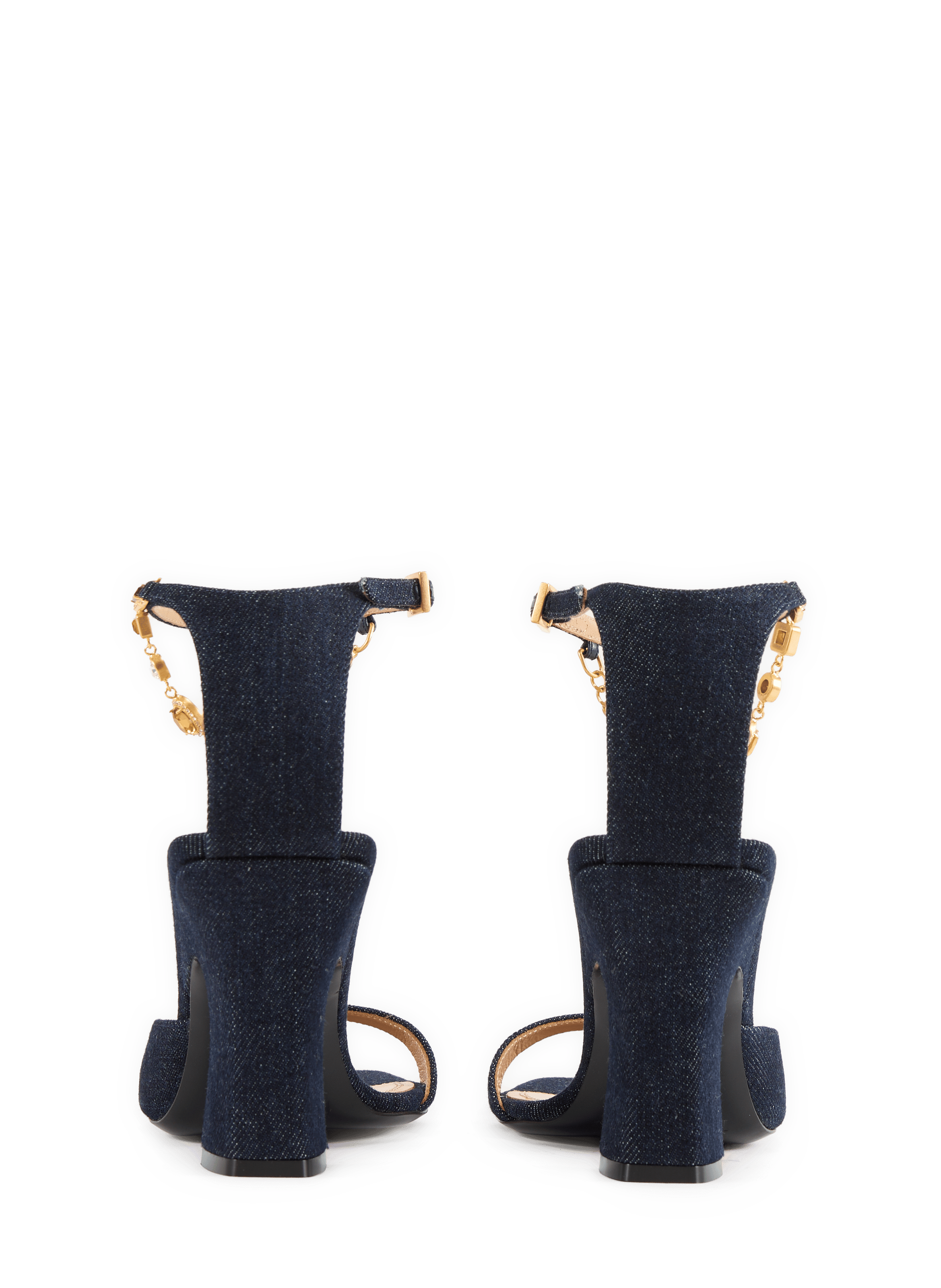 Sandales à talon Nodstalgia avec bijoux en denim de coton et cuir NODALETO Bleu