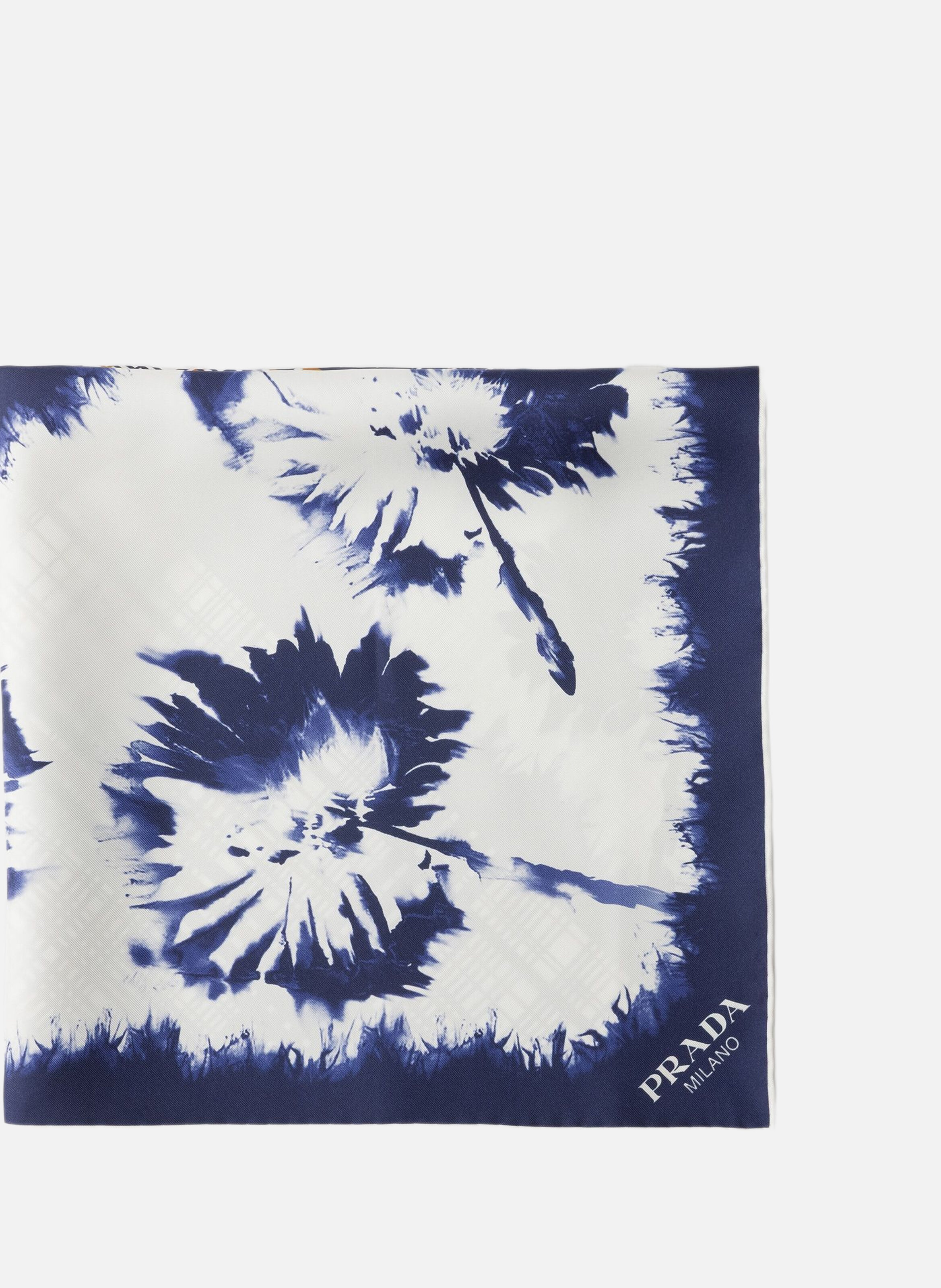 Écharpe en sergé de soie imprimée 65 PRADA Bleu