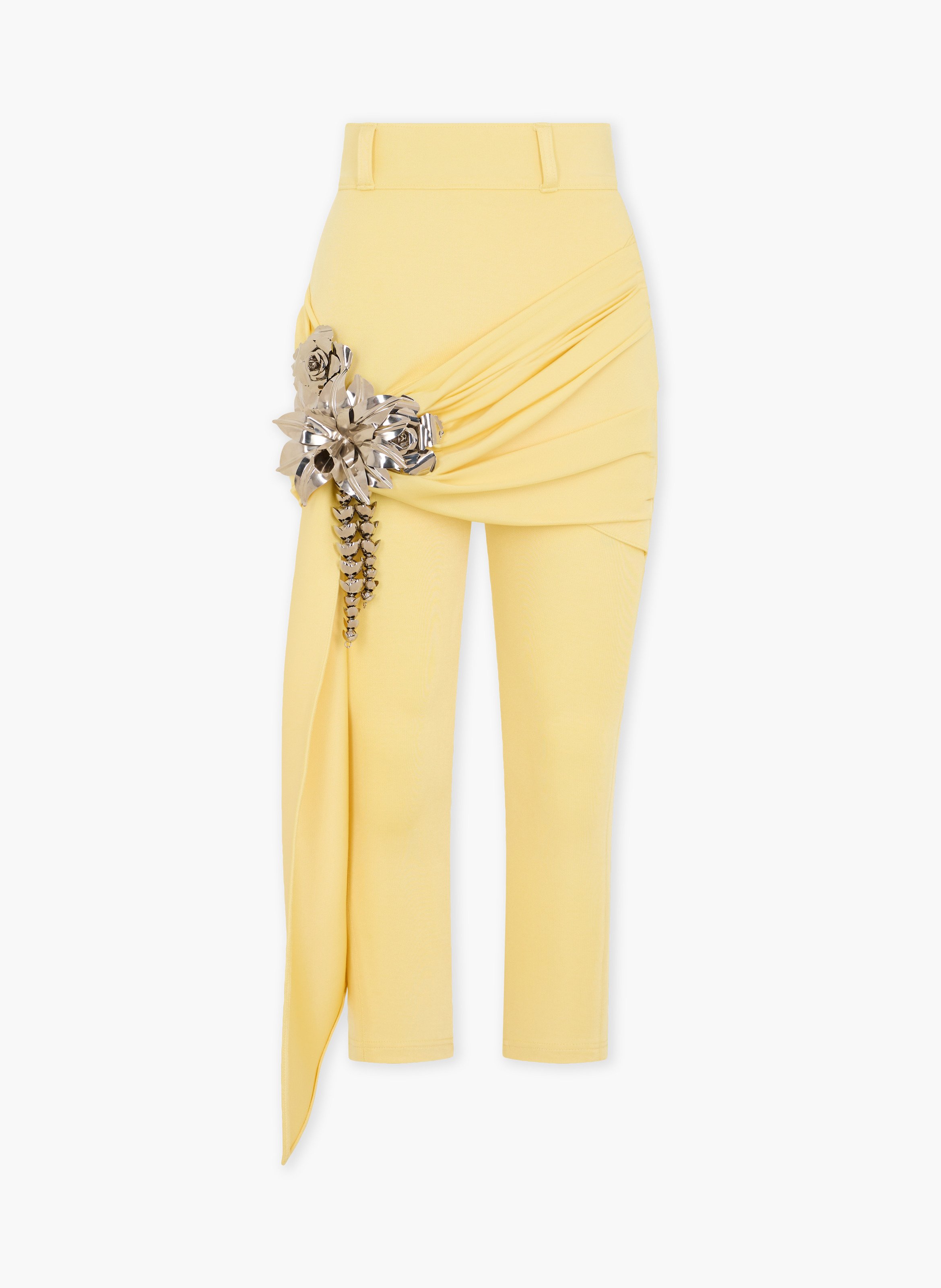 Pantalon capri en coton jaune avec détail de volant RABANNE Jaune