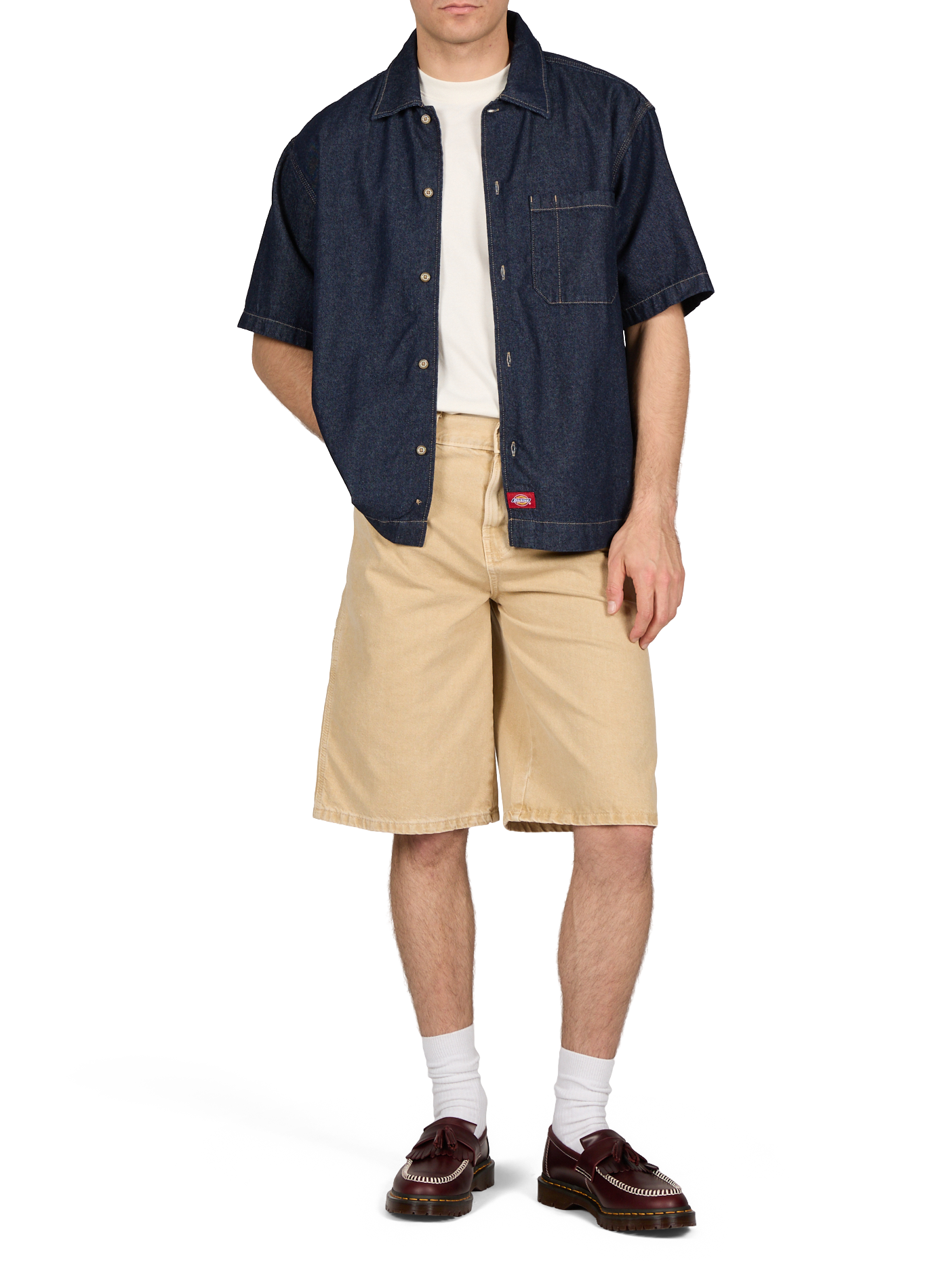 Chemise à manches courtes en denim de coton DICKIES Bleu