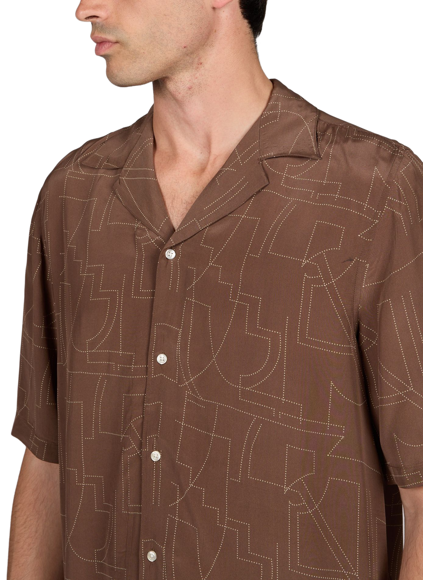 Overhemd met korte mouwen en patronen OFFICINE GENERALE Bruin
