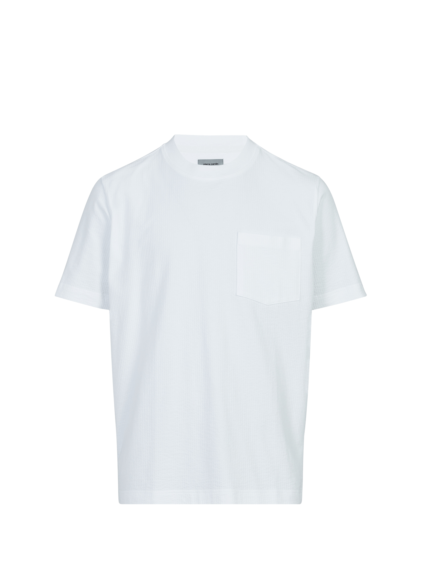 T-shirt texturé à col rond en coton  PIERRE CARDIN Kaki