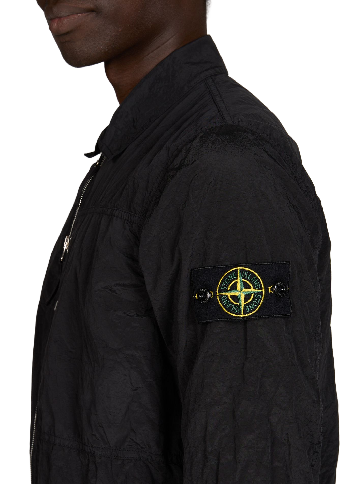 Surchemise droite zippée en tissu technique STONE ISLAND Noir