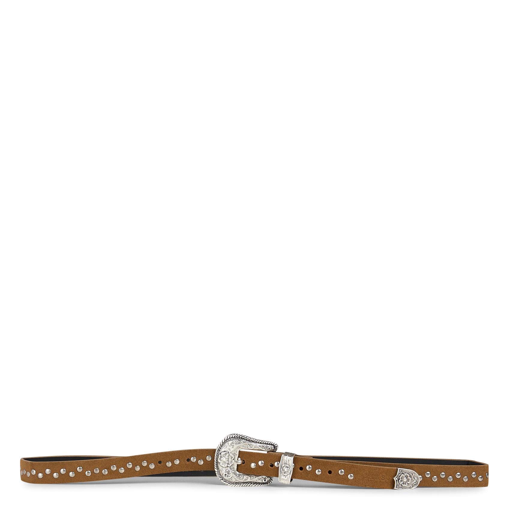 Ceinture cloutée en cuir velours IKKS Marron