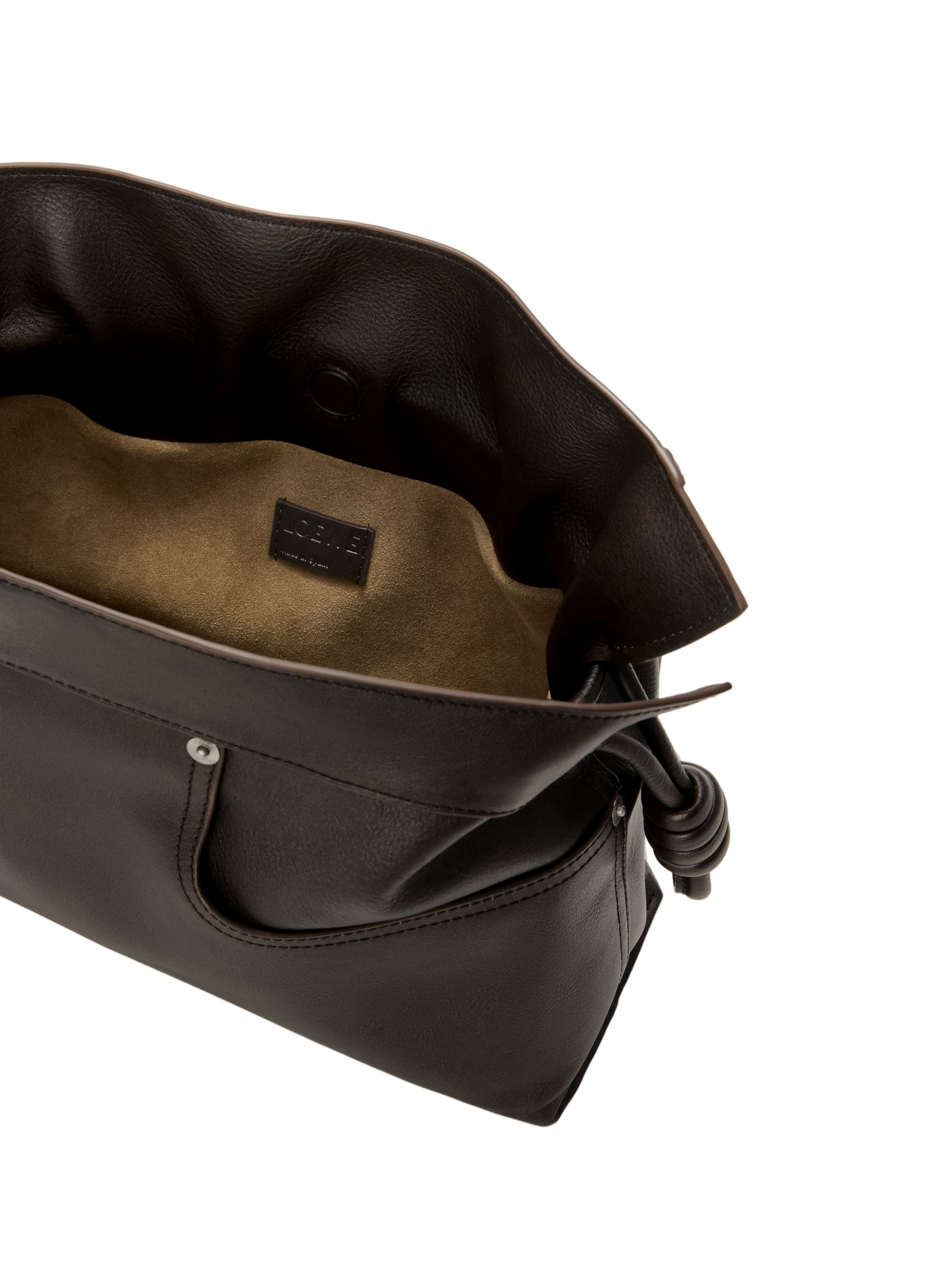 Flamenco medium Panta calf leather clutch in shiny calf leather LOEWE Brown