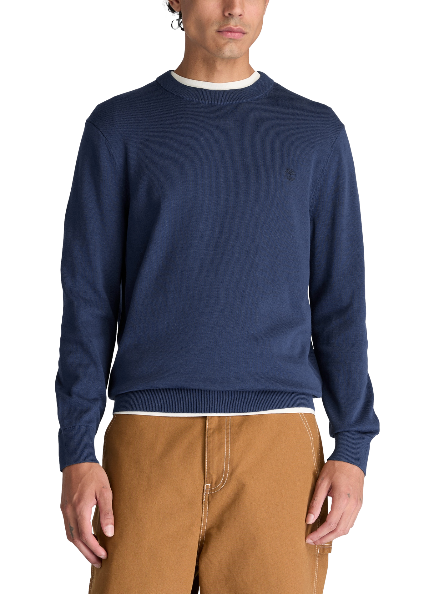 Rechte trui met ronde hals in katoen. | Blauw TIMBERLAND Heren