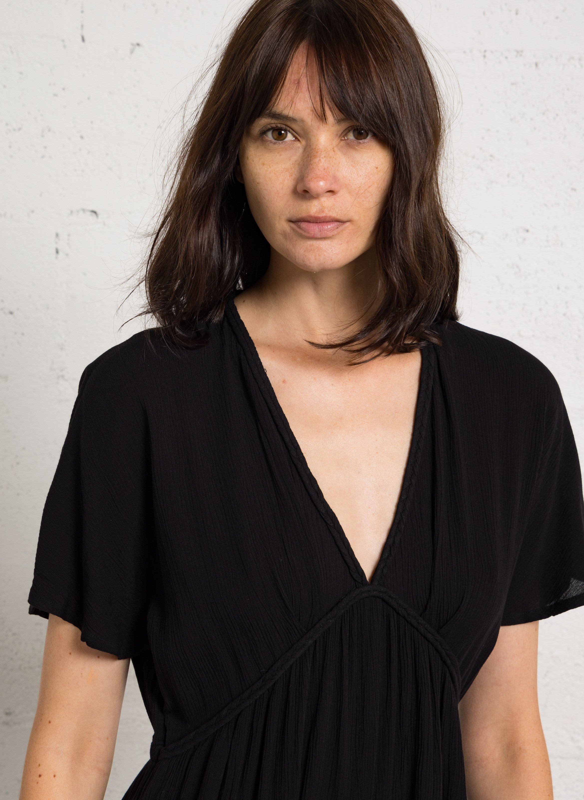 Robe longue col v rebecca MAISON 123 Noir