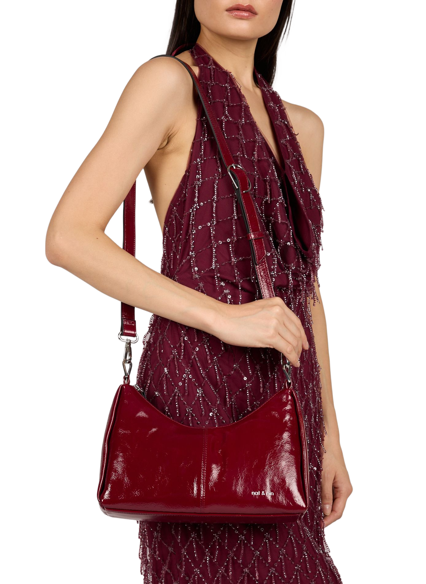 Sac à bandoulière Réjina en cuir NAT & NIN Rouge
