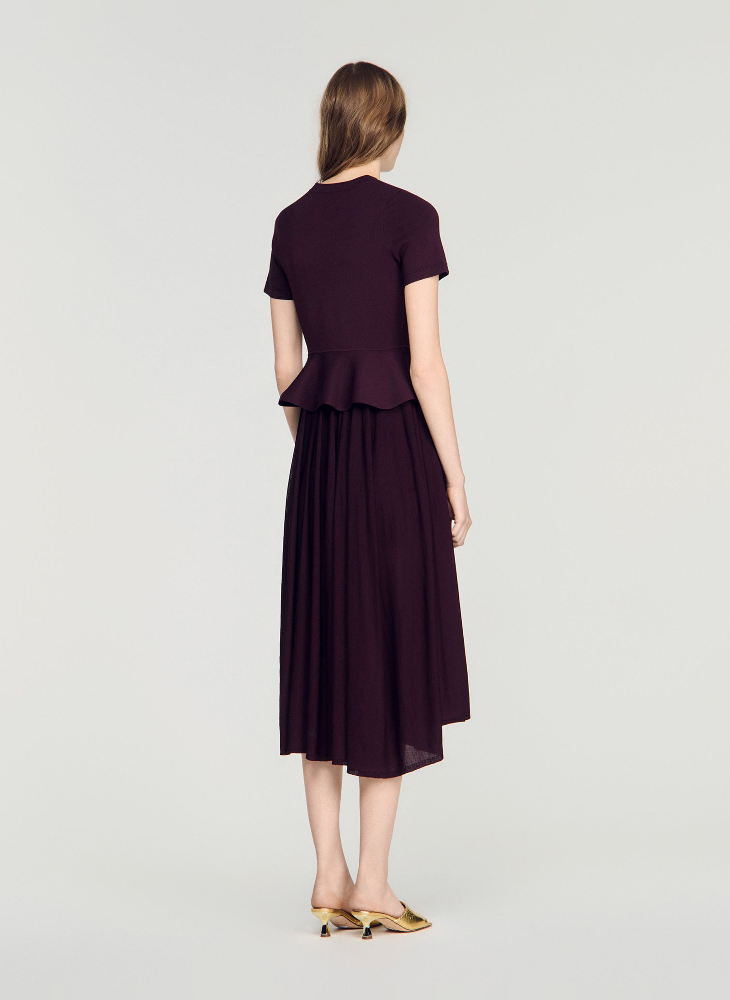 Robe longue col rond SANDRO Rouge