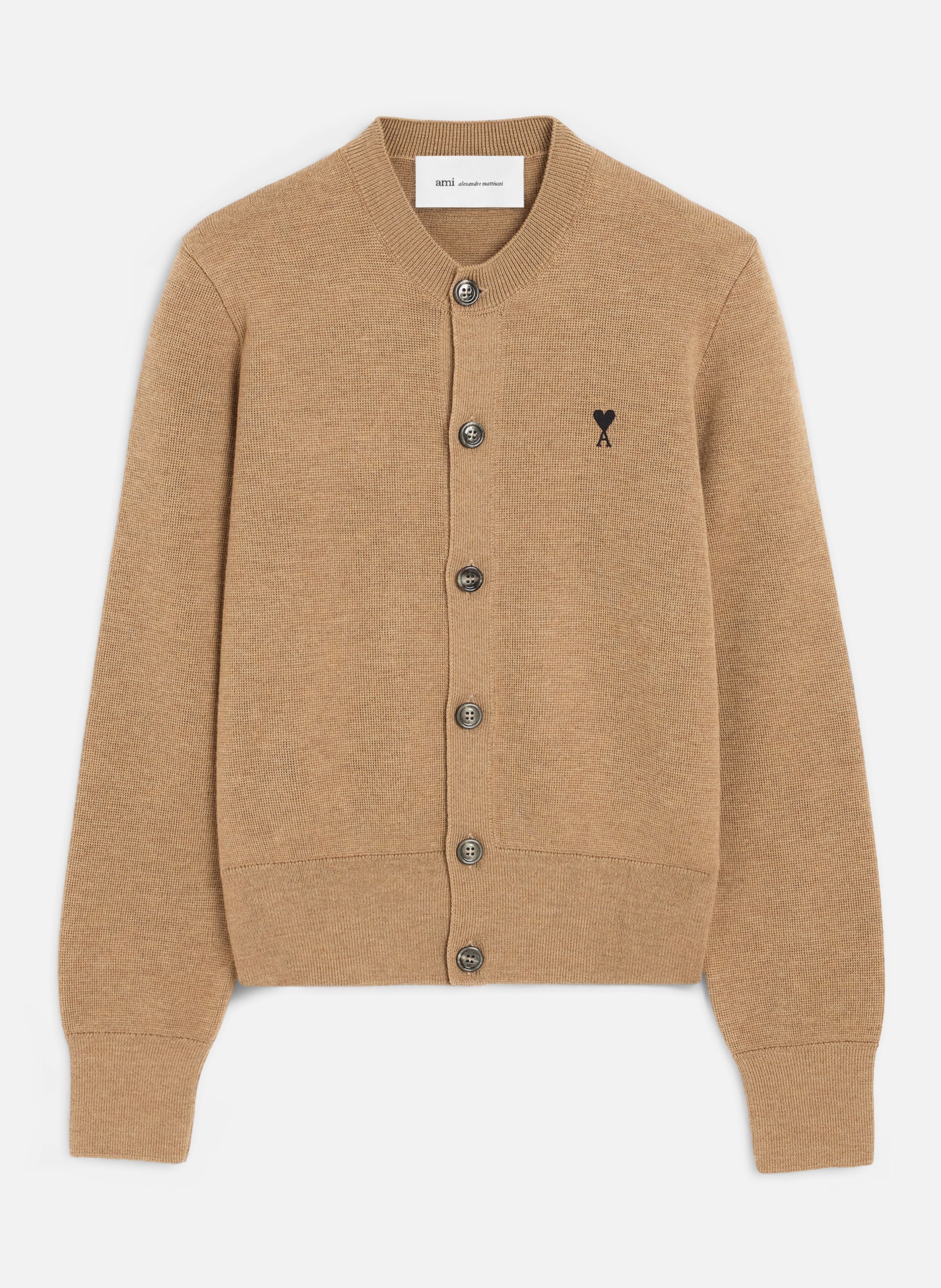 Cardigan col rond en laine ami de coeur AMI PARIS Rouge