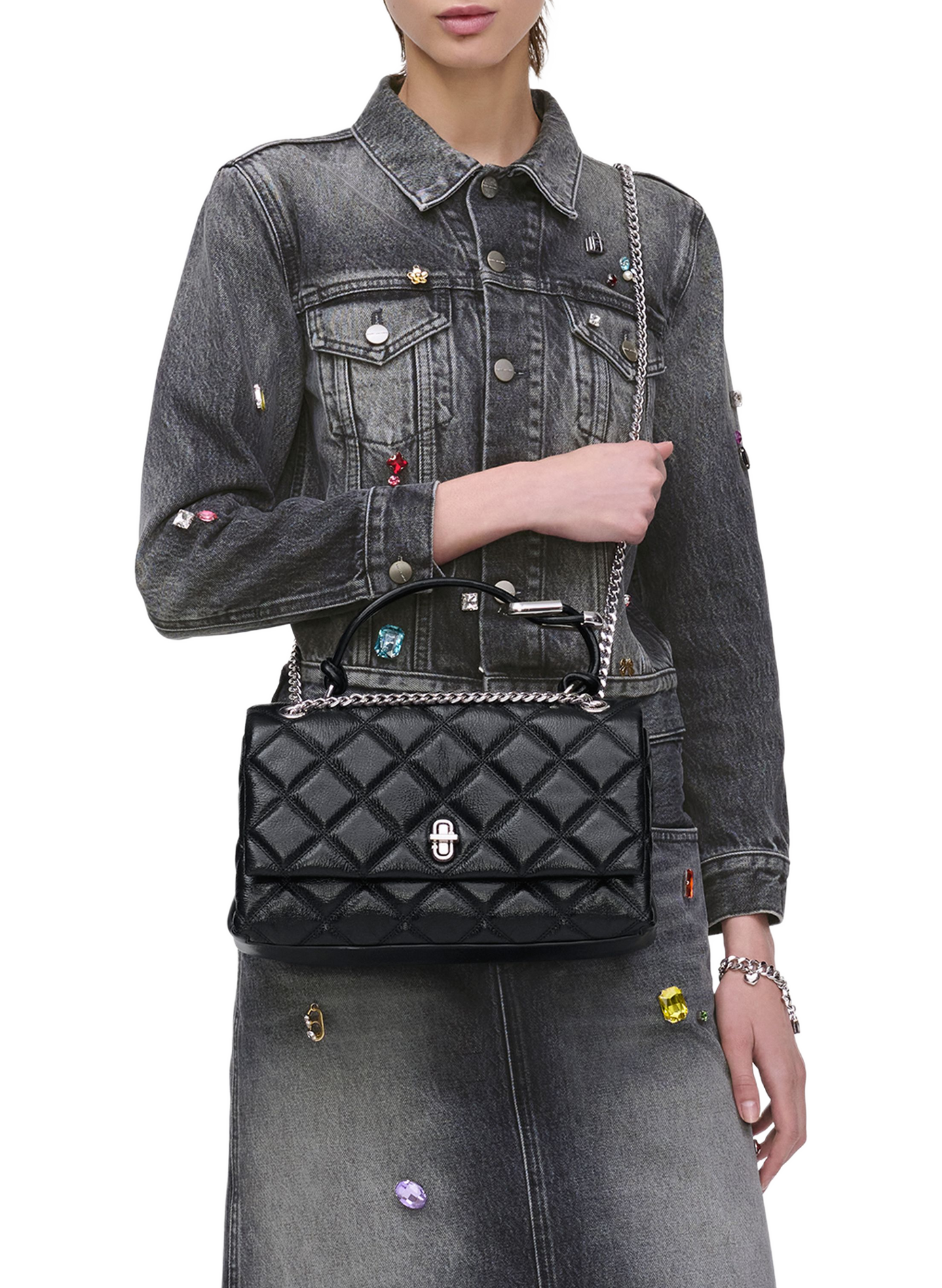 Sac à main Le Quilted Dual Convertible Shoulder Bag MARC JACOBS Noir