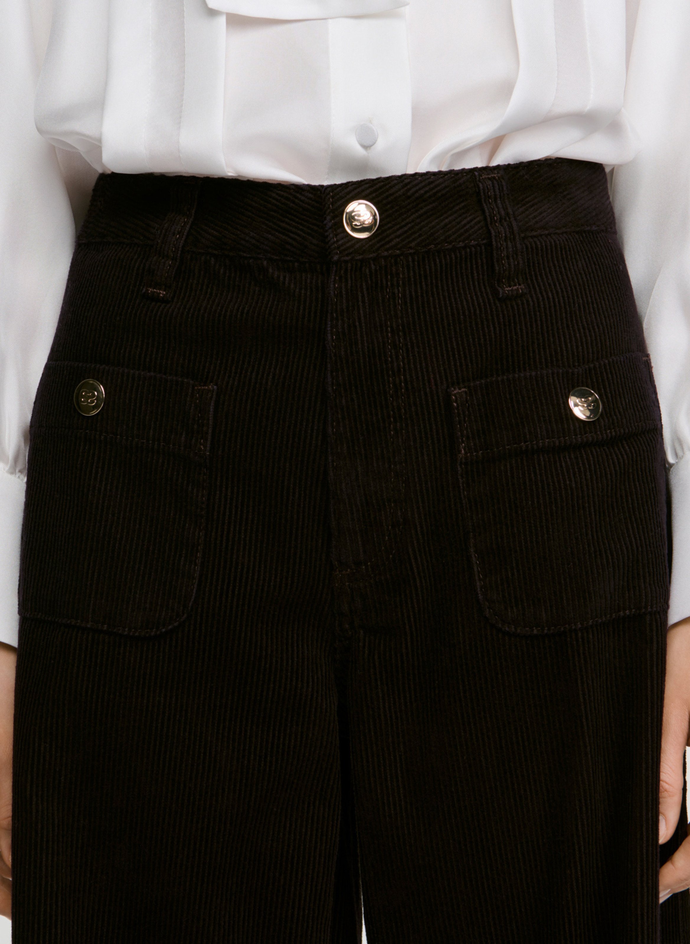 Pantalon large taille haute uni SANDRO Rouge