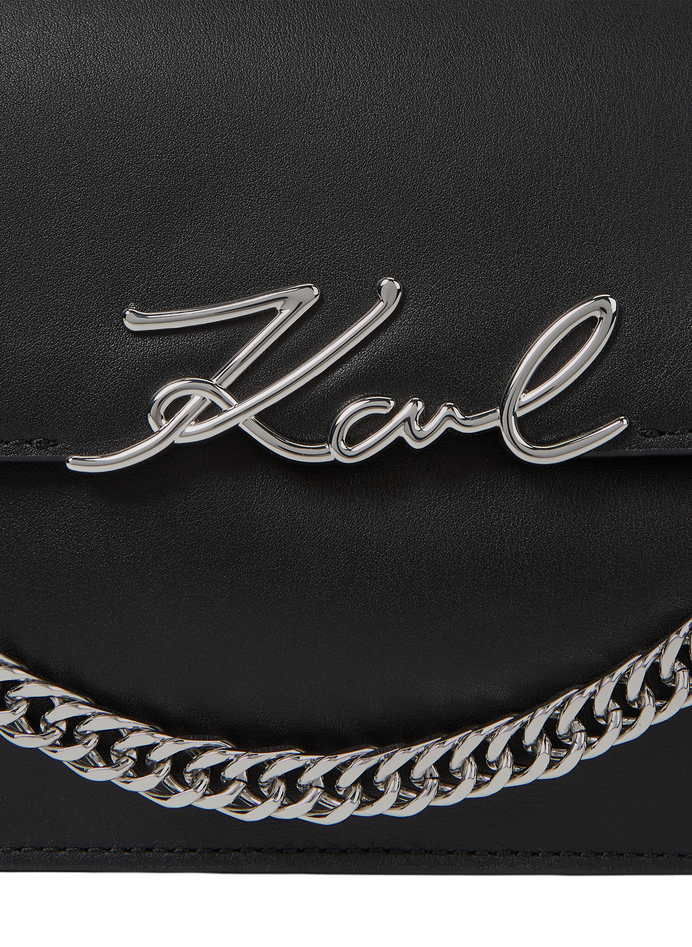 K/Signature leather shoulder bag KARL LAGERFELD Black