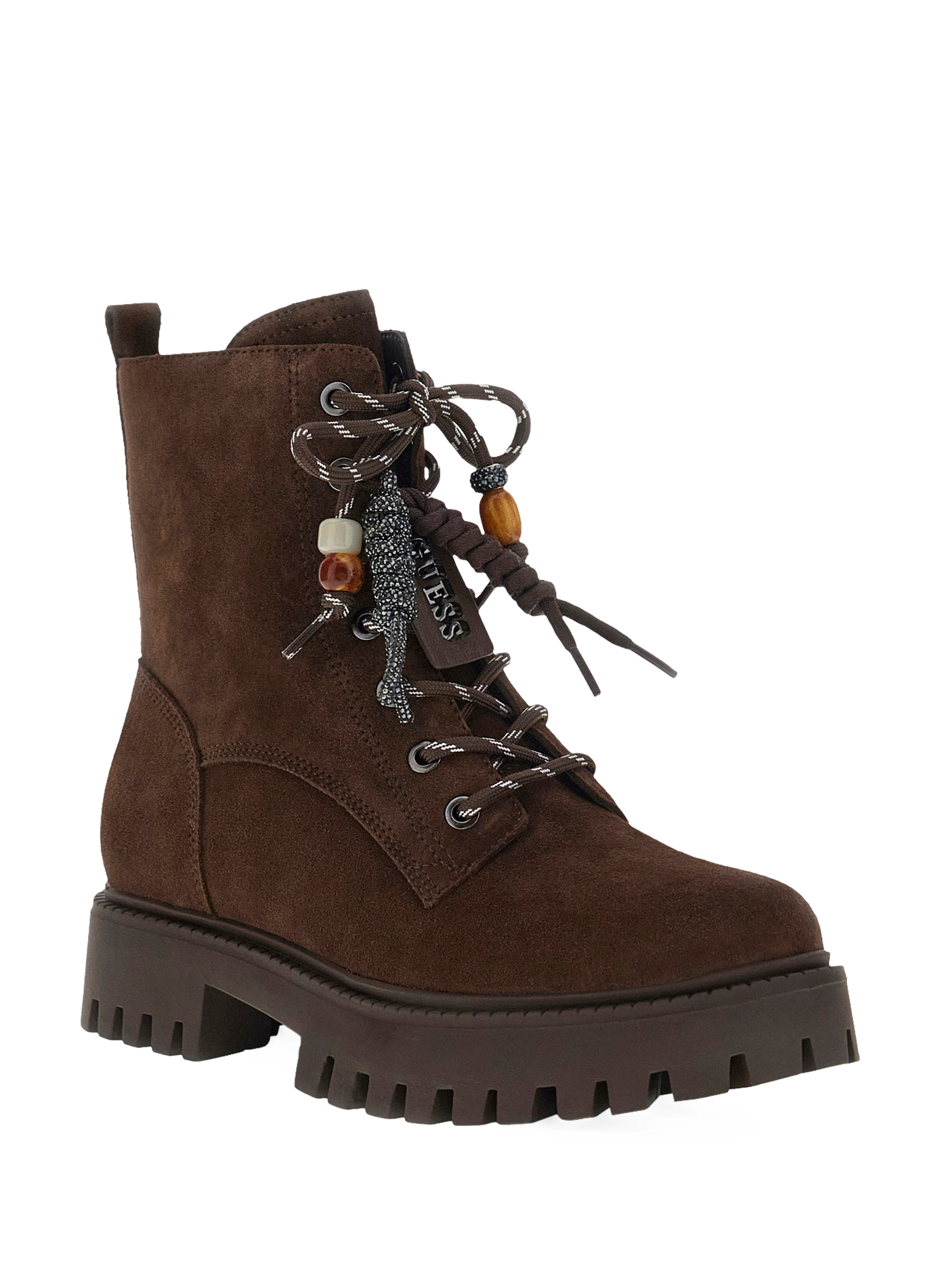 Bottines à lacets en cuir daim GUESS Marron
