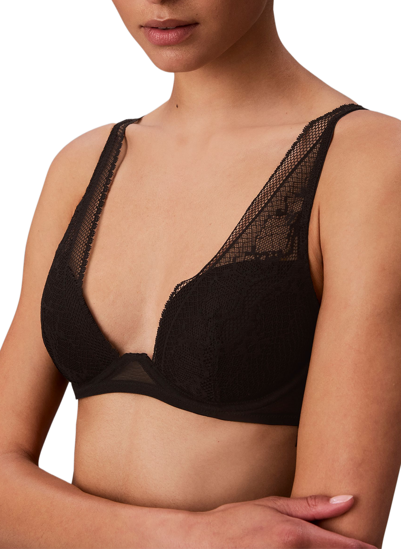 Soutien-gorge plongeant en dentelle CALVIN KLEIN Black